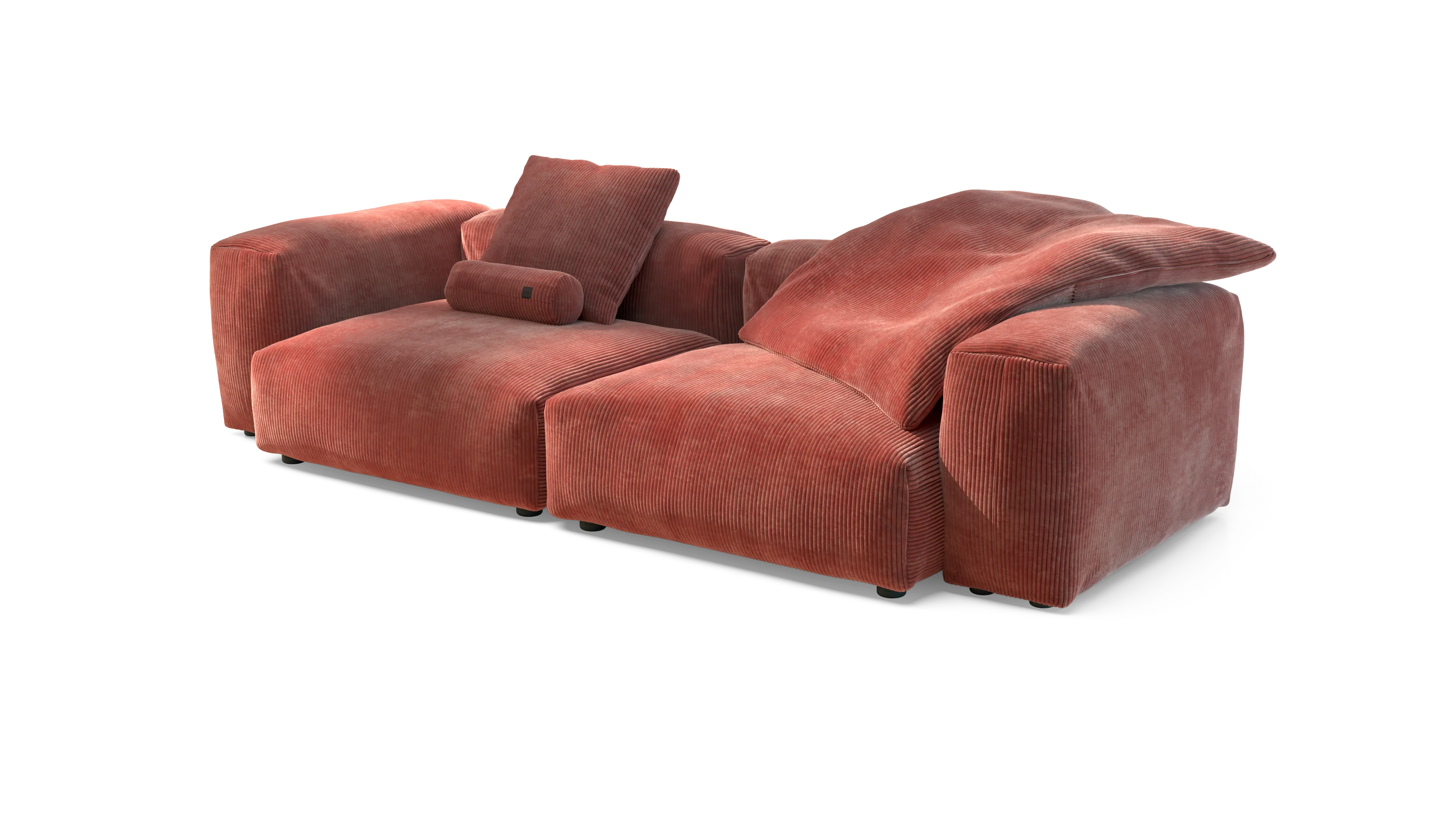 vetsak | Sofa Set 02 Large - Cord Velour - Brick | Modular Sofa | 3.5 Seater | Big Sofa - Image 3