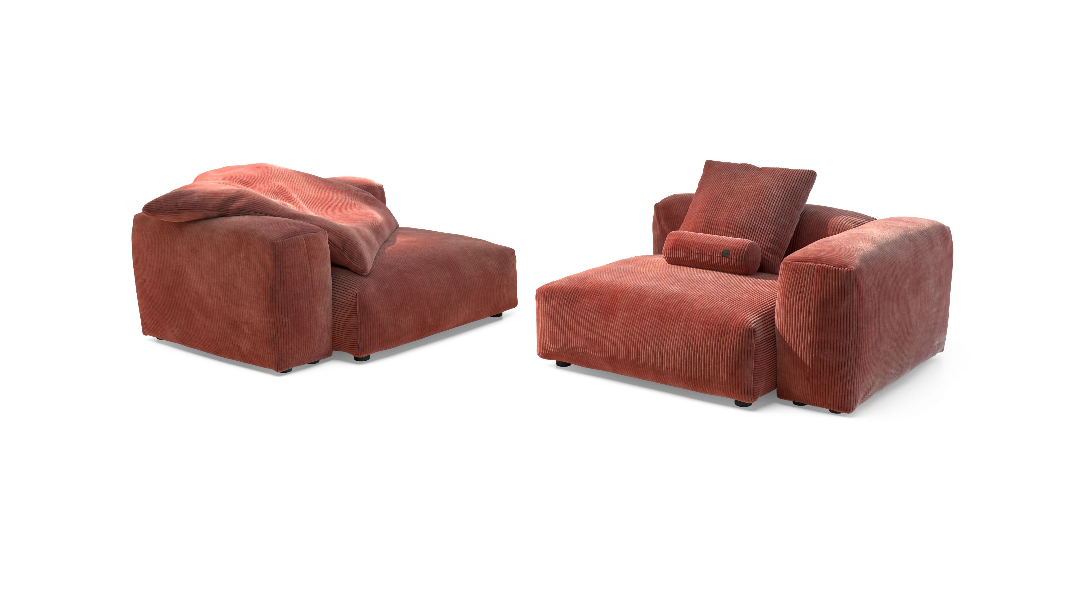 vetsak | Sofa Set 02 Large - Cord Velour - Brick | Modular Sofa | 3.5 Seater | Big Sofa - Image 4
