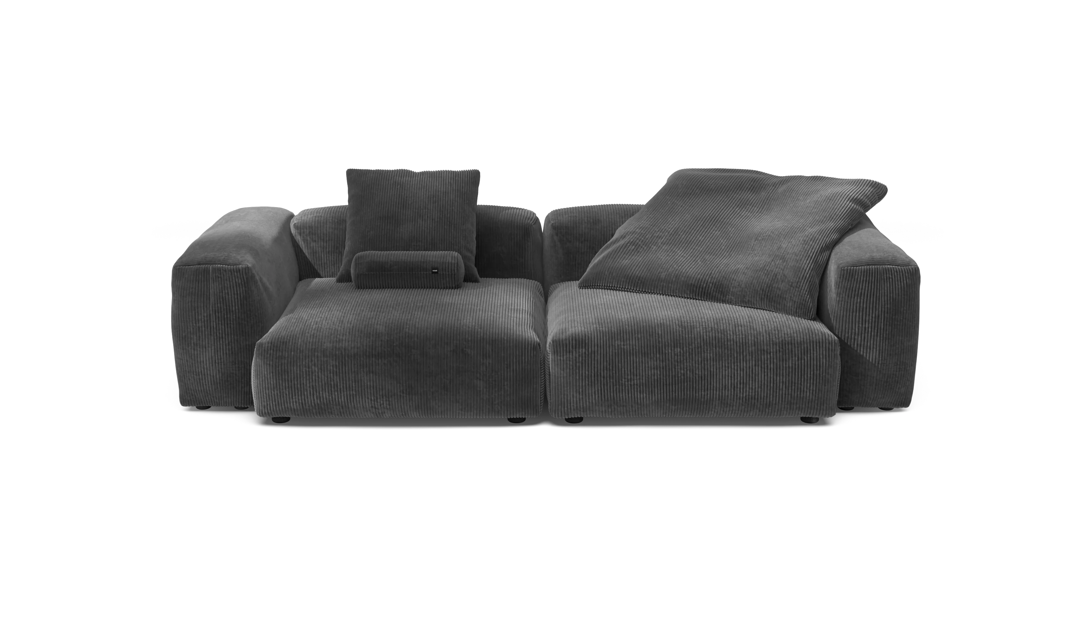vetsak | Sofa Set 02 Large - Cord Velour - Dark Grey | Modular Sofa | 3.5 Seater | Big Sofa