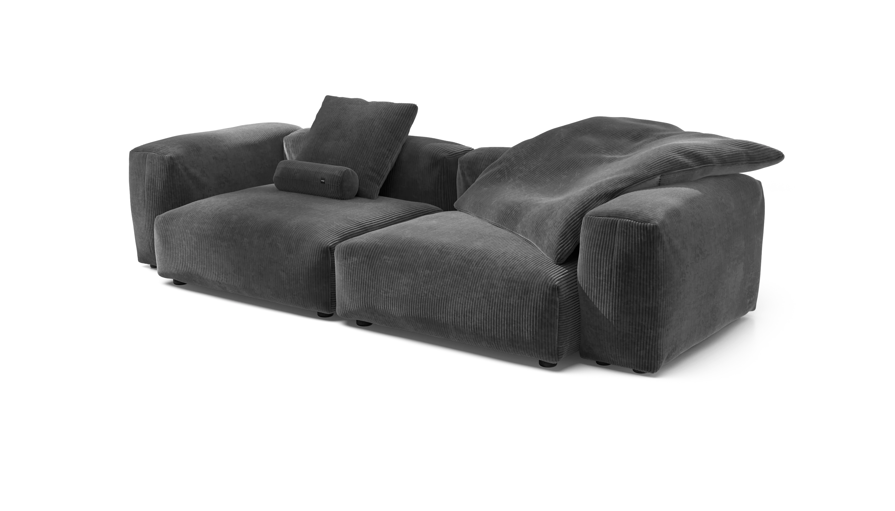 vetsak | Sofa Set 02 Large - Cord Velour - Dark Grey | Modular Sofa | 3.5 Seater | Big Sofa - Image 3
