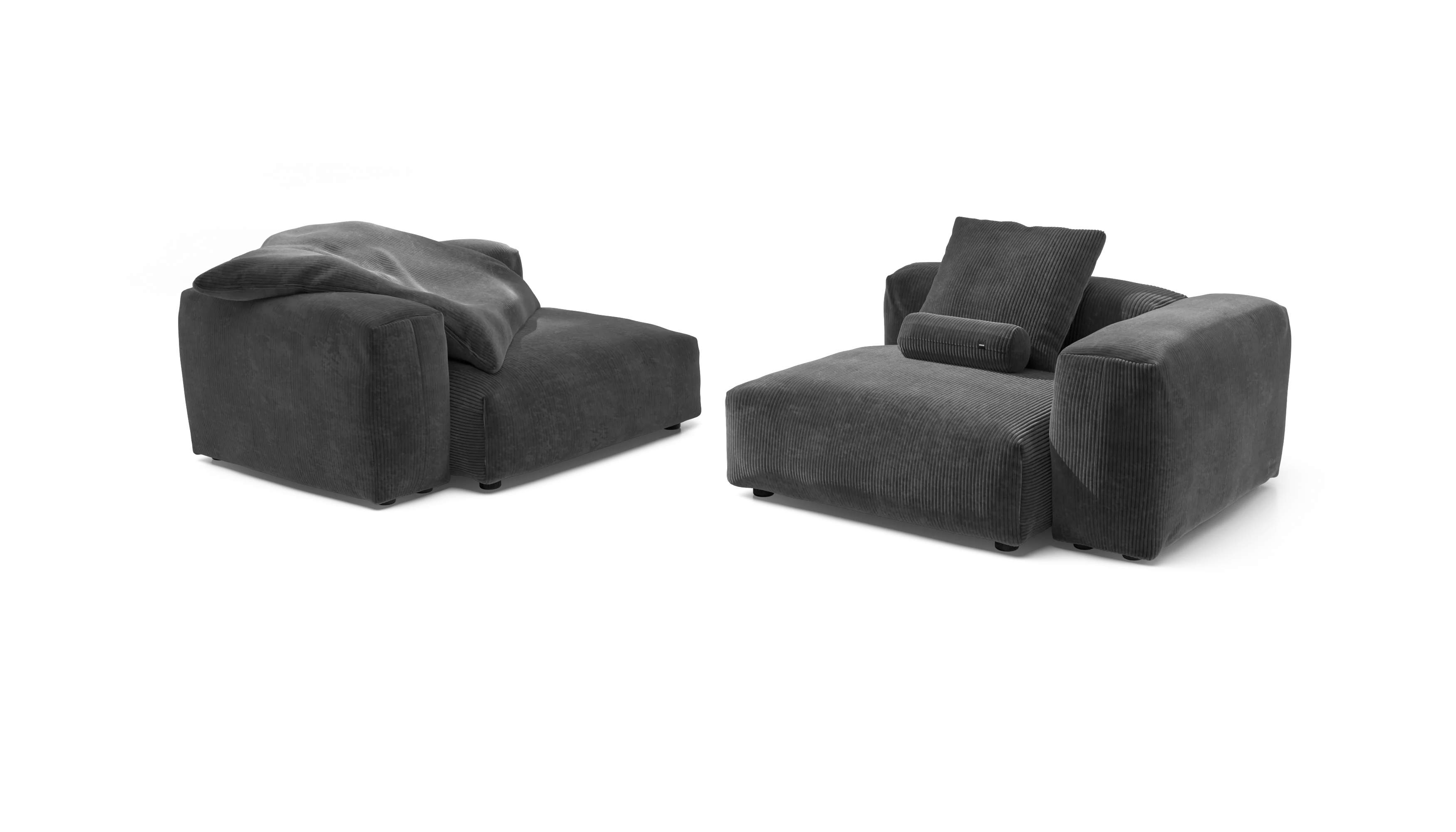vetsak | Sofa Set 02 Large - Cord Velour - Dark Grey | Modular Sofa | 3.5 Seater | Big Sofa - Image 4