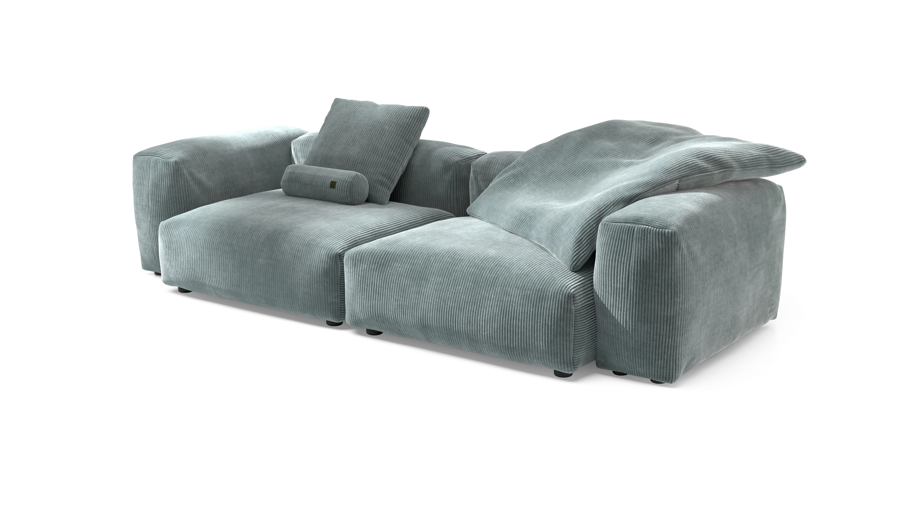 vetsak | Sofa Set 02 Large - Cord Velour - Mint | Modular Sofa | 3.5 Seater | Big Sofa - Image 3