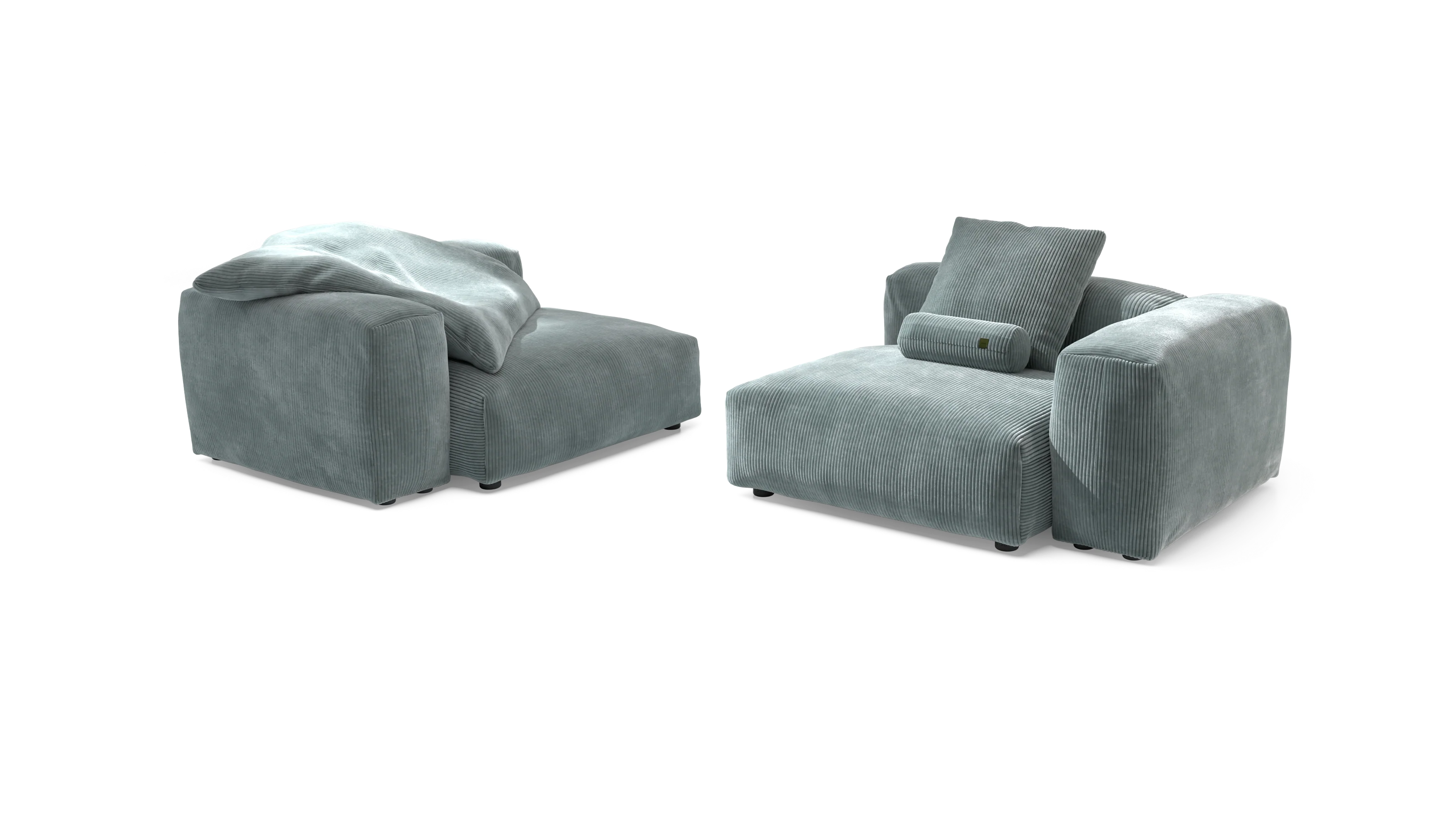 vetsak | Sofa Set 02 Large - Cord Velour - Mint | Modular Sofa | 3.5 Seater | Big Sofa - Image 4