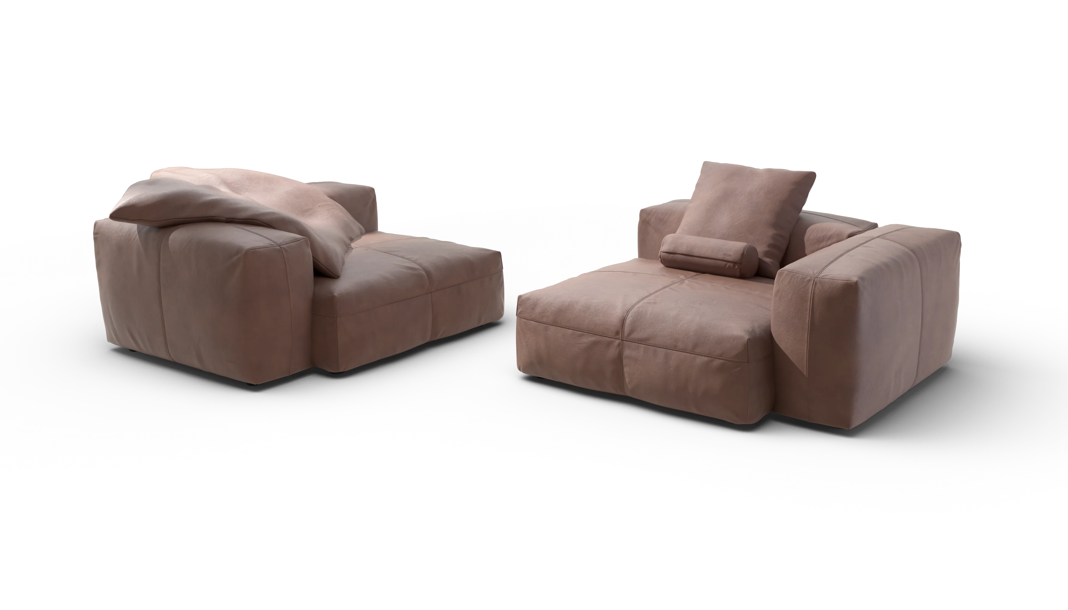vetsak | Sofa Set 02 Large - Leather - Stone | Modular Sofa | 3.5 Seater | Big Sofa - Image 4