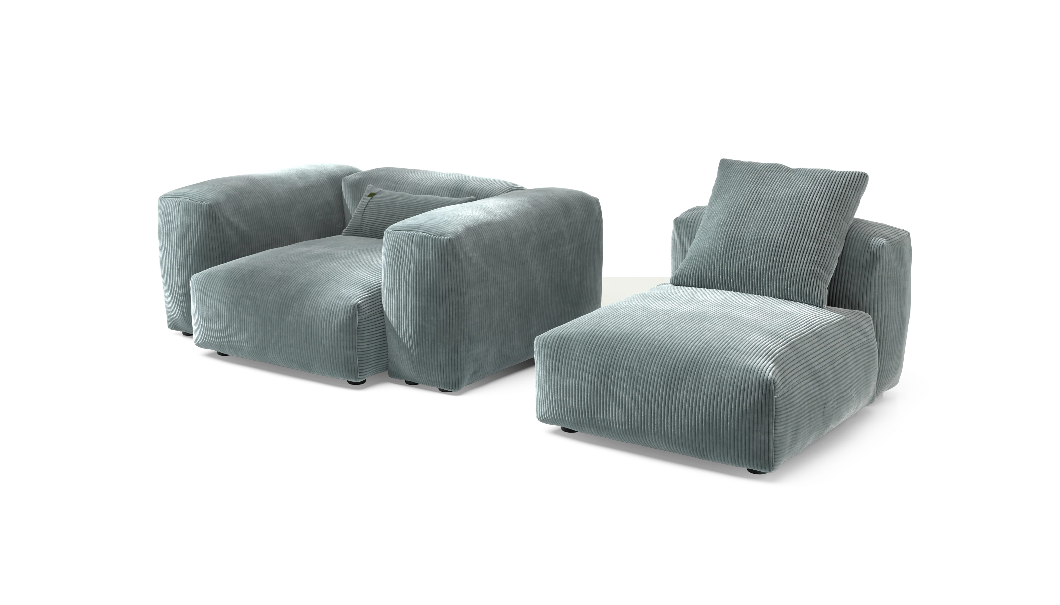 vetsak | Sofa Set 02 Medium - Cord Velour - Mint | Modular Sofa | 2.5 Seater | Big Sofa - Image 4