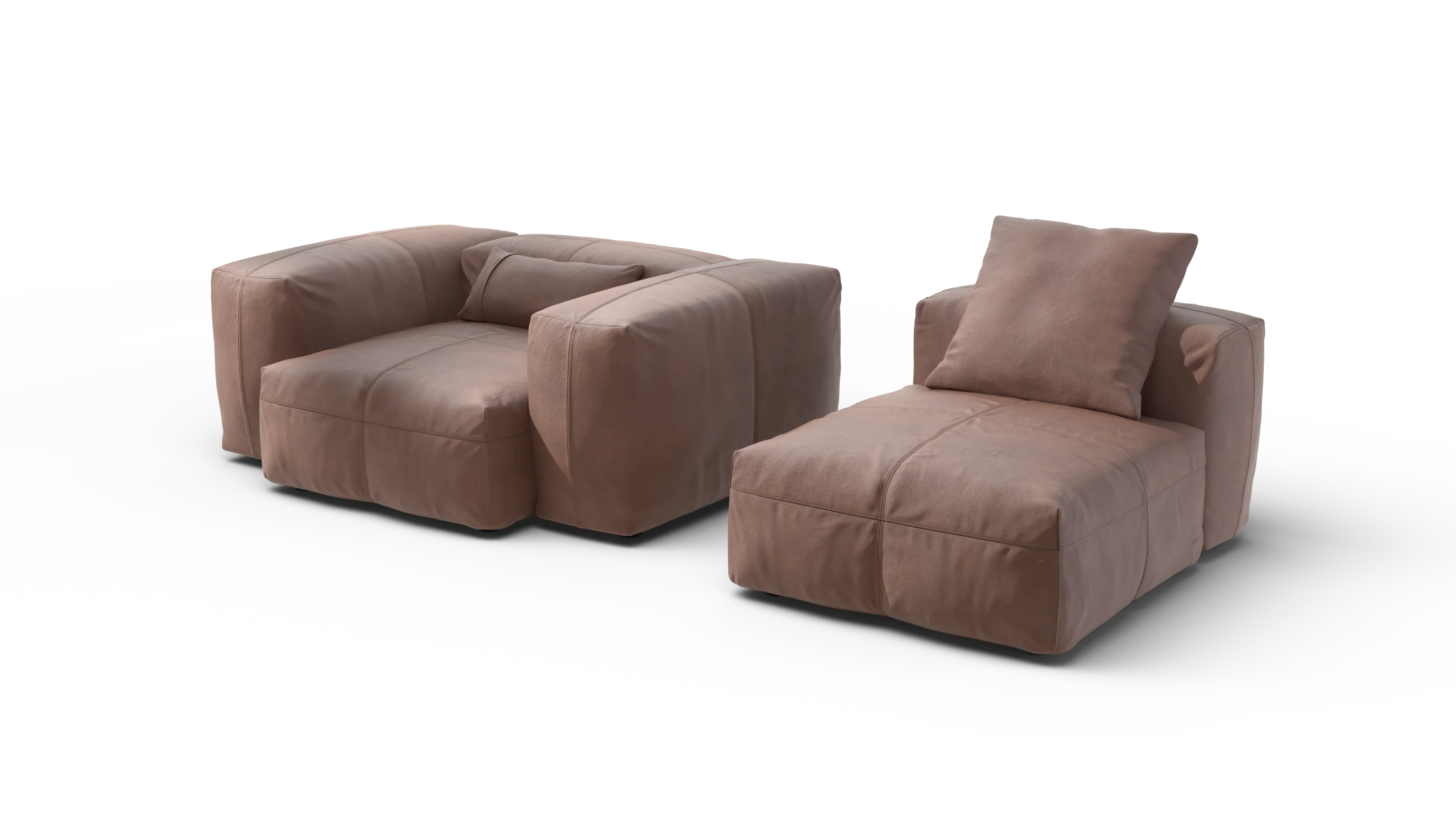 vetsak | Sofa Set 02 Medium - Leather - Stone | Modular Sofa | 2.5 Seater | Big Sofa - Image 4