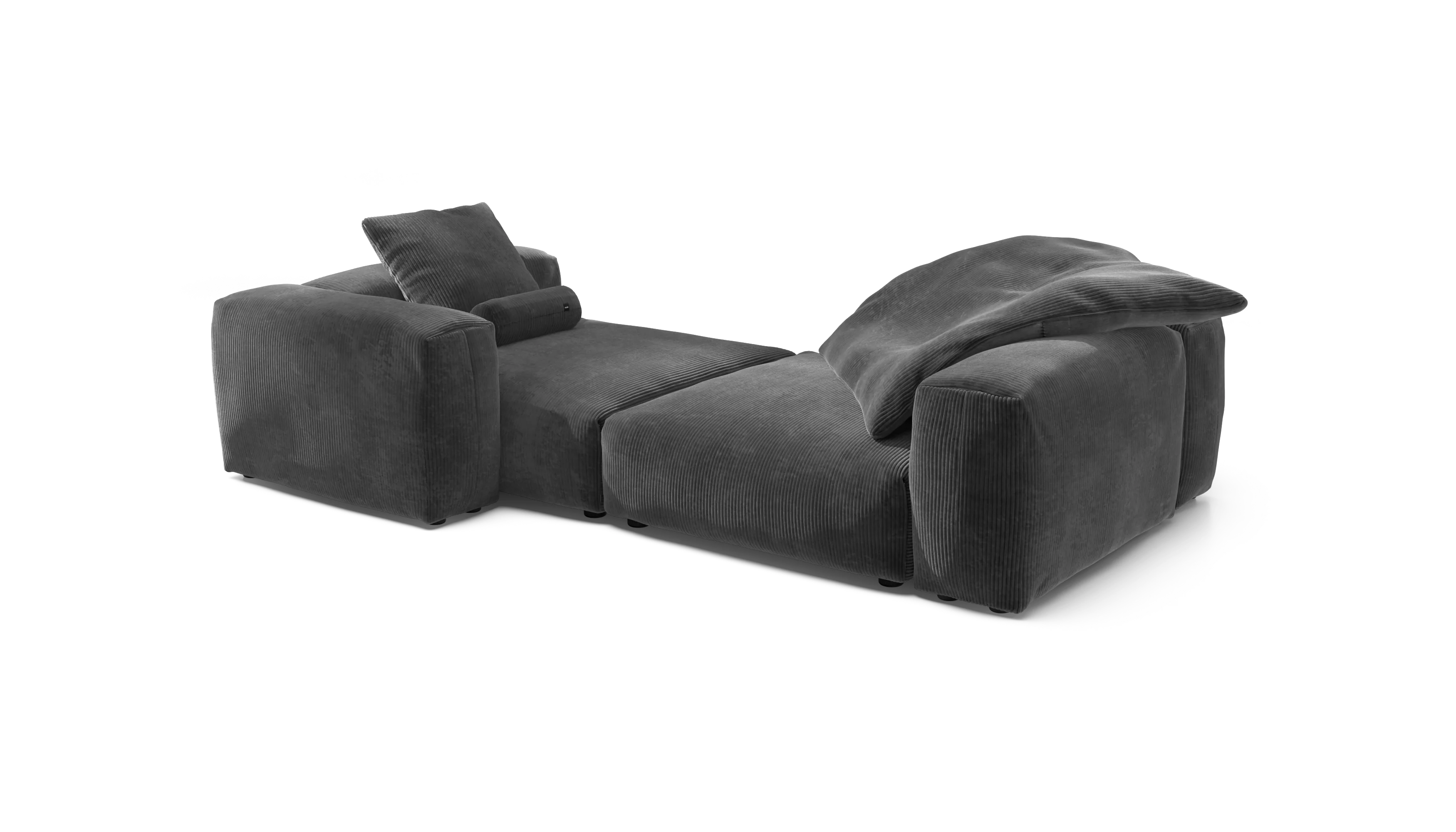 vetsak | Sofa Set 02 XLarge - Cord Velour - Dark Grey | Modular Sofa | 3.5 Seater | Big Sofa - Image 4