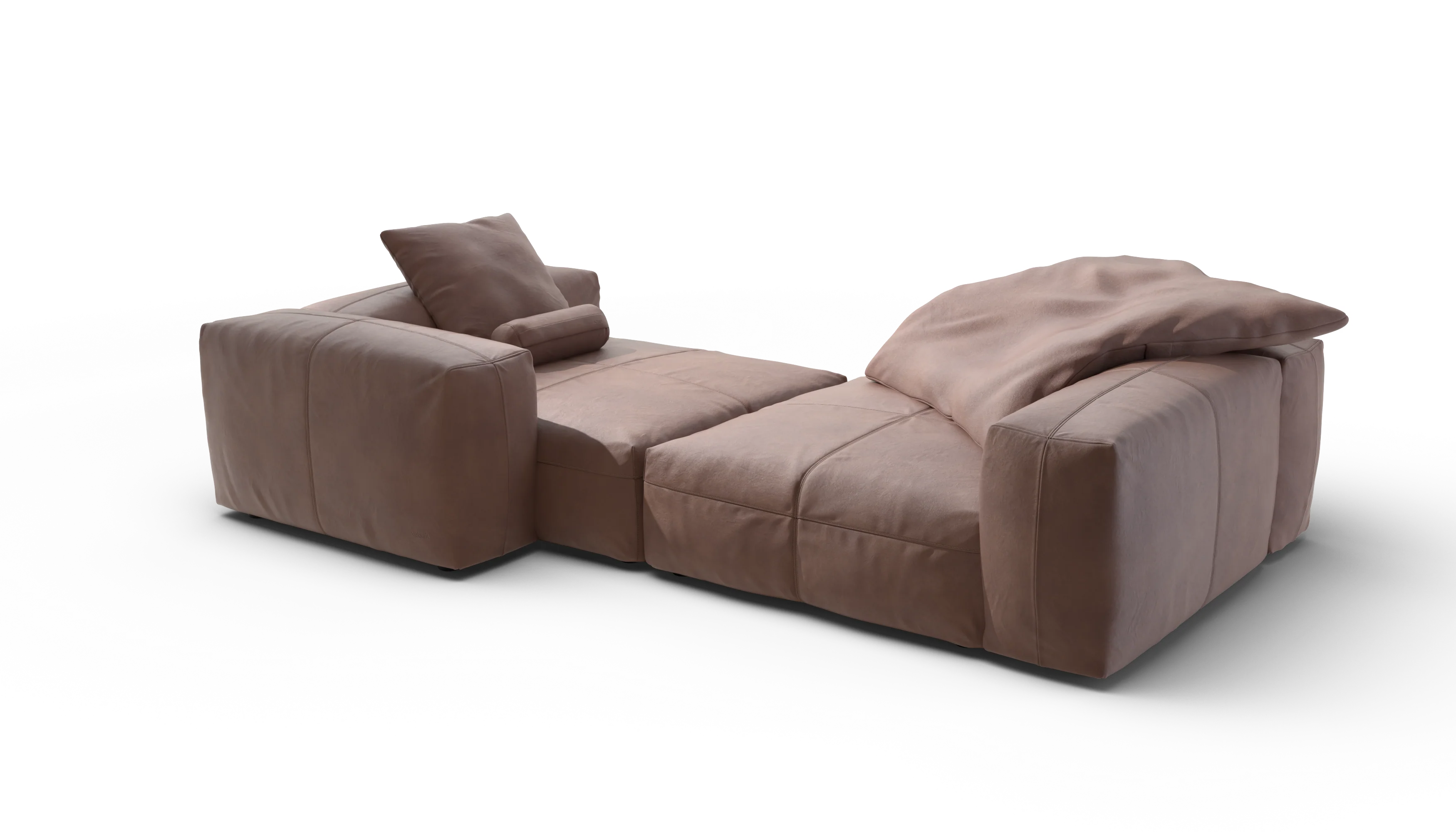 vetsak | Sofa Set 02 XLarge - Leather - Stone | Modular Sofa | 3.5 Seater | Big Sofa - Image 4