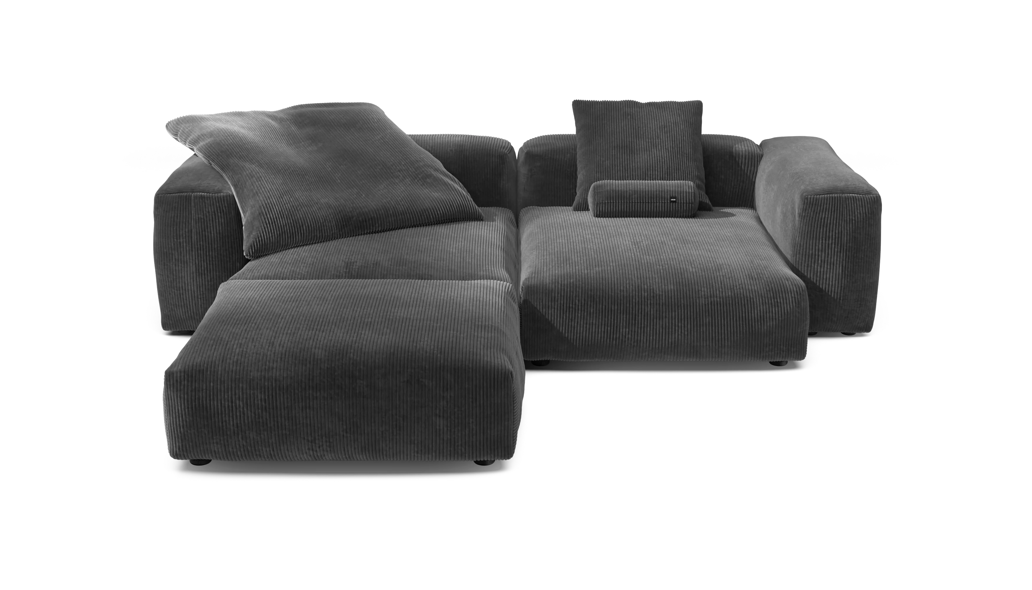 vetsak | Sofa Set 03 - Cord Velour - Dark Grey | Modular Sofa | 3.5 Seater | Big Sofa | Corner Sofa