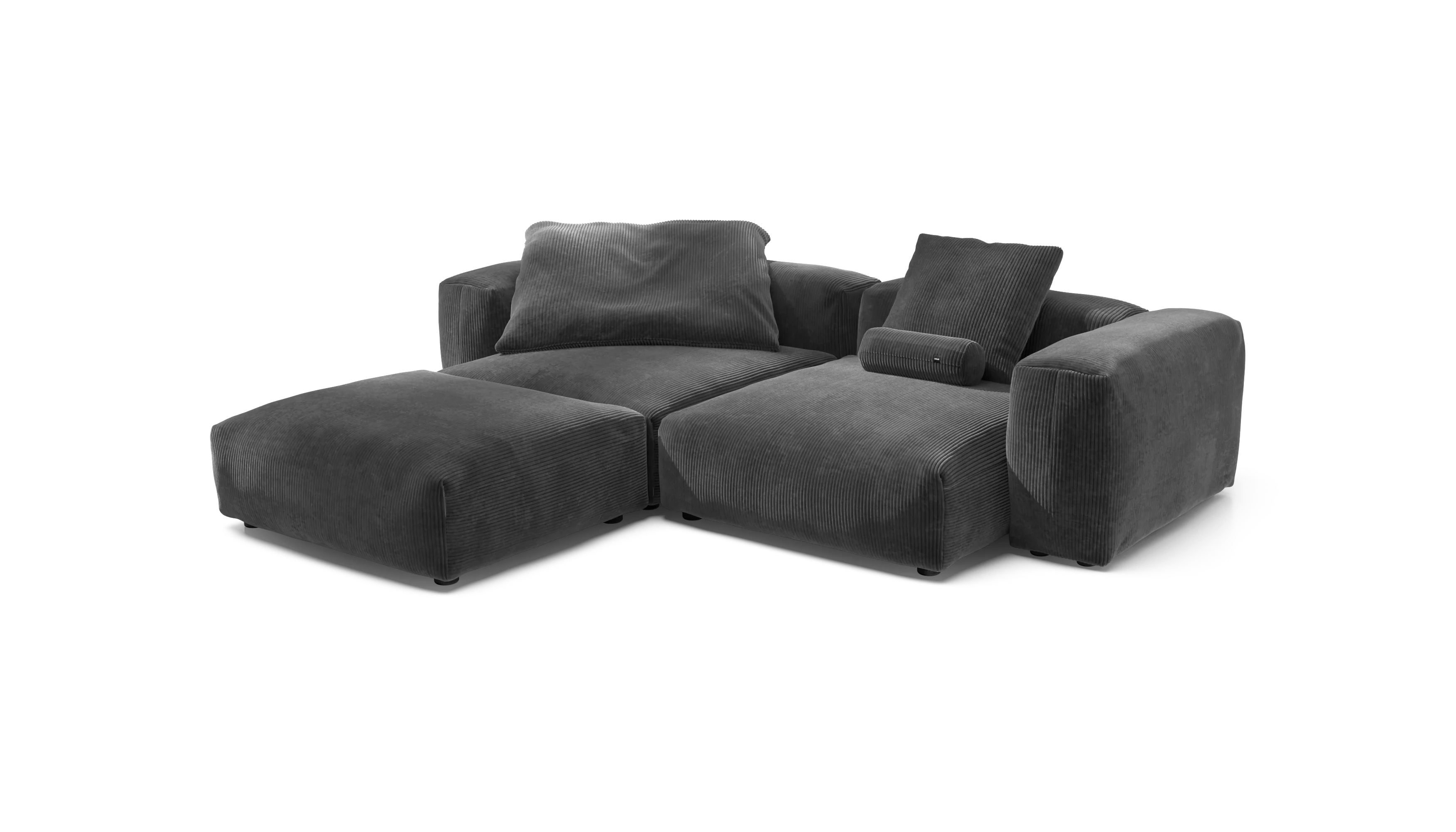 vetsak | Sofa Set 03 - Cord Velour - Dark Grey | Modular Sofa | 3.5 Seater | Big Sofa | Corner Sofa - Image 3