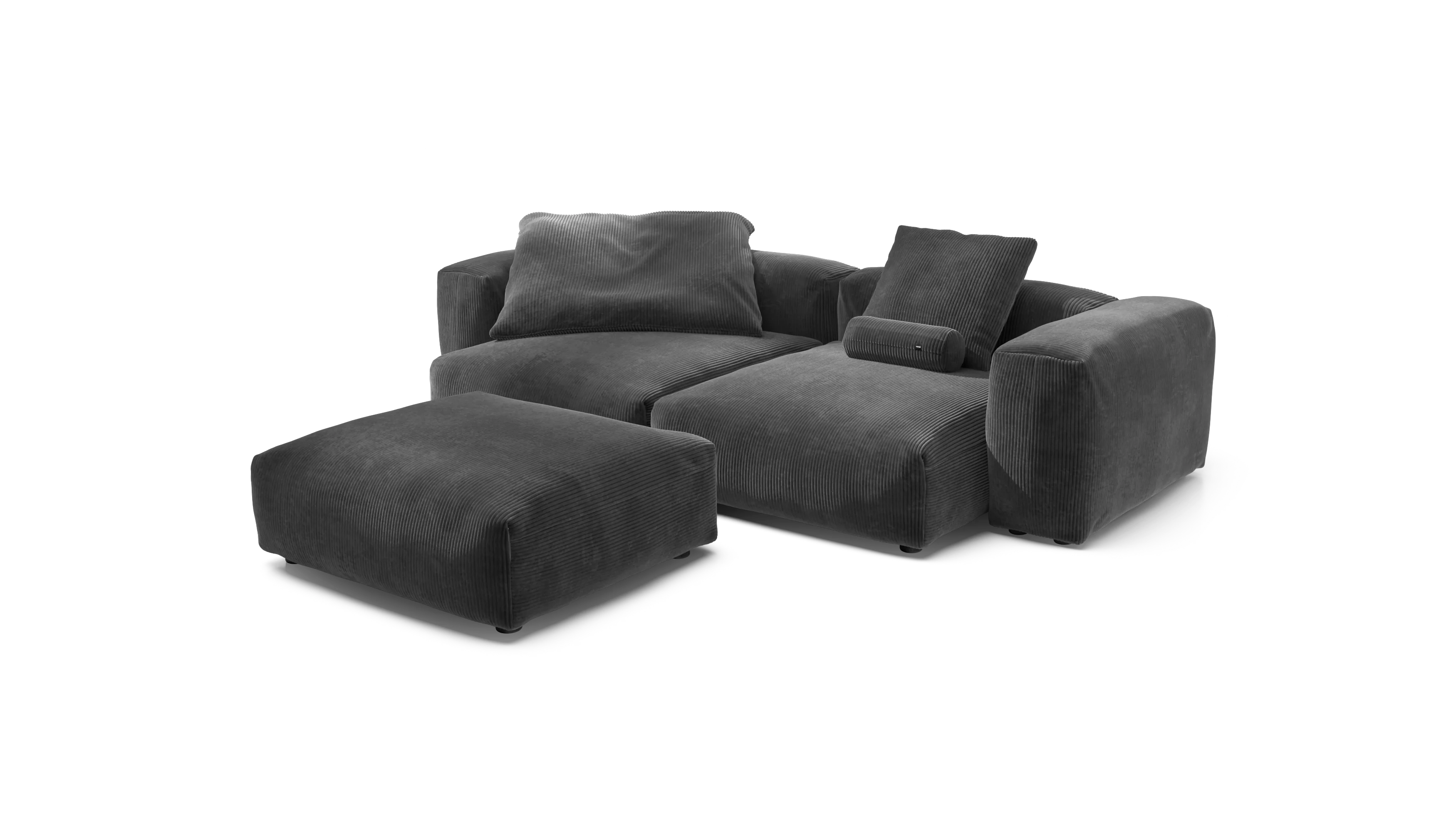 vetsak | Sofa Set 03 - Cord Velour - Dark Grey | Modular Sofa | 3.5 Seater | Big Sofa | Corner Sofa - Image 4