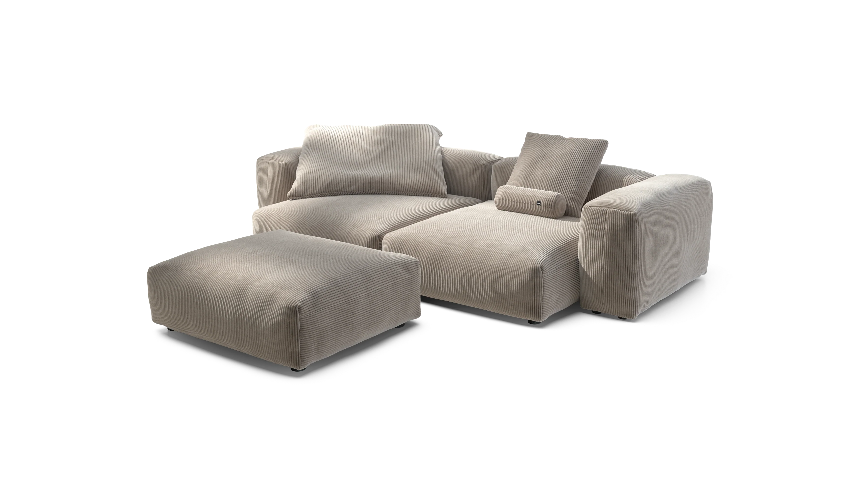 vetsak | Sofa Set 03 - Cord Velour - Platinum | Modular Sofa | 3.5 Seater | Big Sofa | Corner Sofa - Image 4