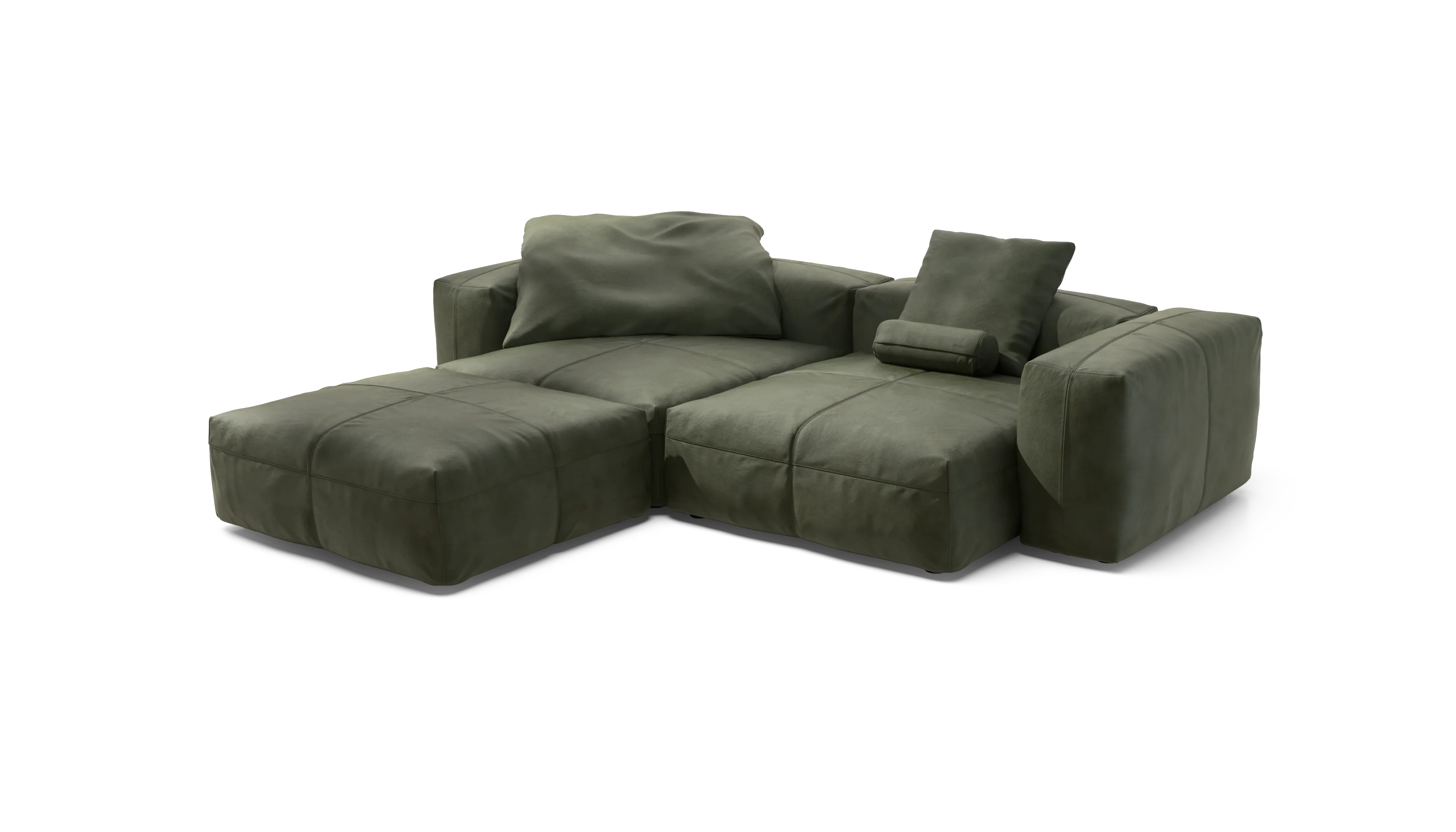 vetsak | Sofa Set 03 - Leather - Olive | Modular Sofa | 3.5 Seater | Big Sofa | Corner Sofa - Image 3