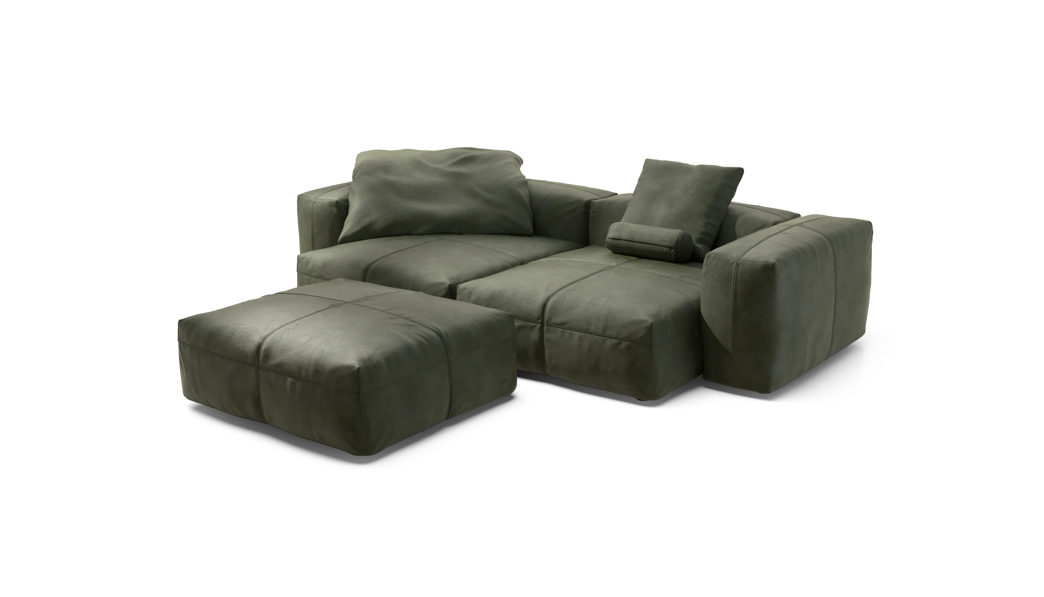 vetsak | Sofa Set 03 - Leather - Olive | Modular Sofa | 3.5 Seater | Big Sofa | Corner Sofa - Image 4