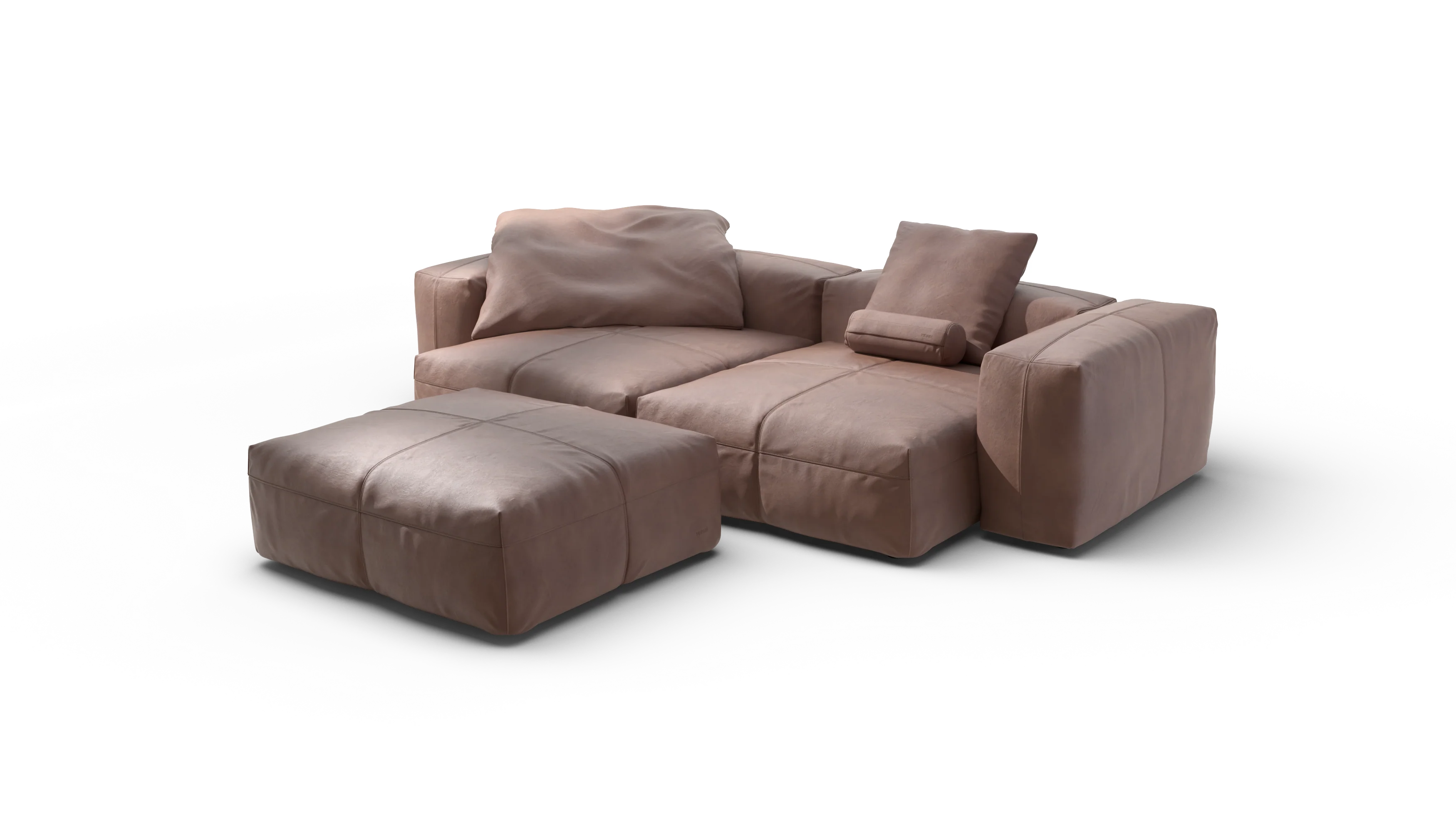 vetsak | Sofa Set 03 - Leather - Stone | Modular Sofa | 3.5 Seater | Big Sofa | Corner Sofa - Image 4
