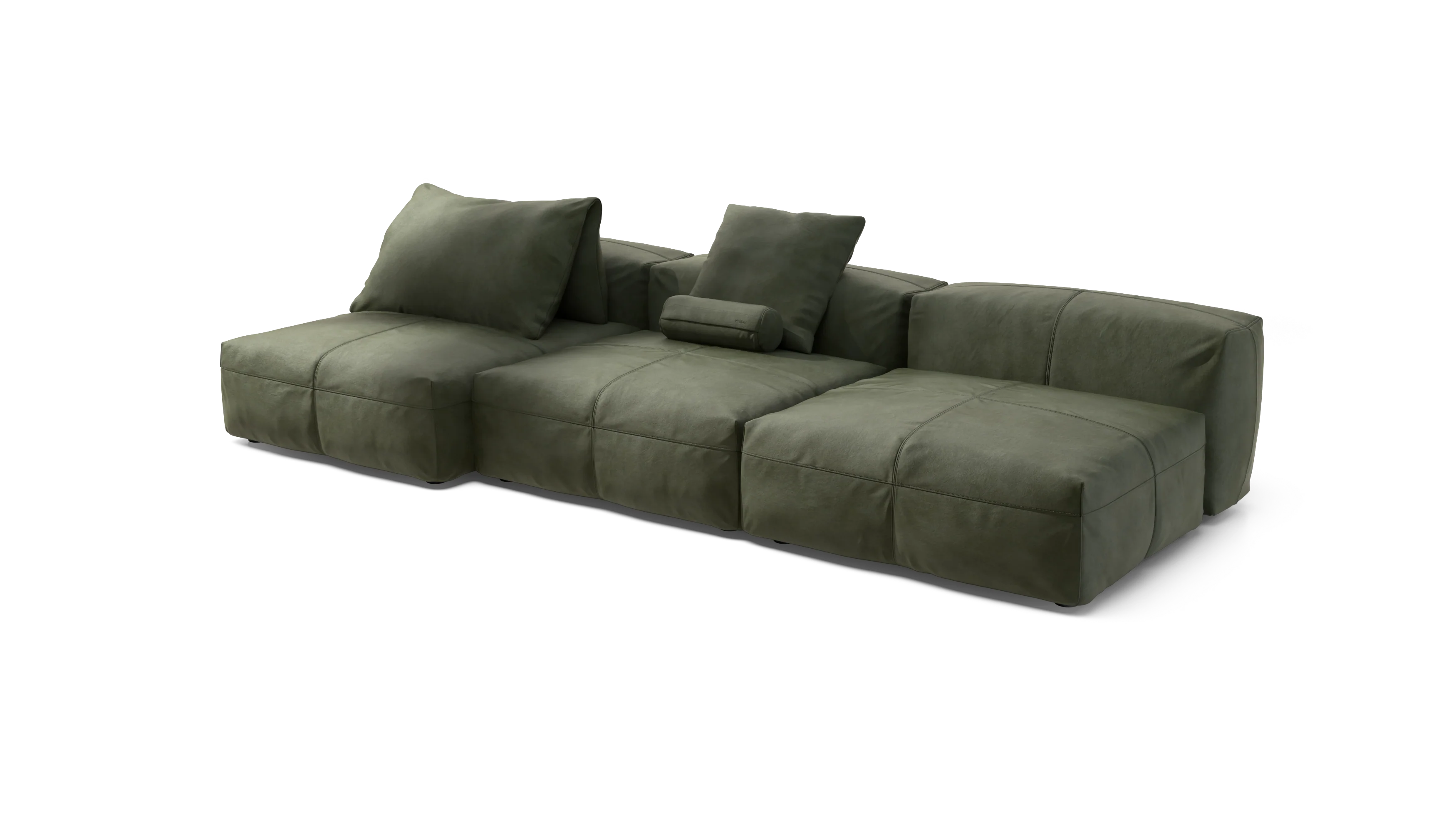 vetsak | Sofa Set 04 - Leather - Olive | Modular Sofa | 5 Seater | Big Sofa - Image 3