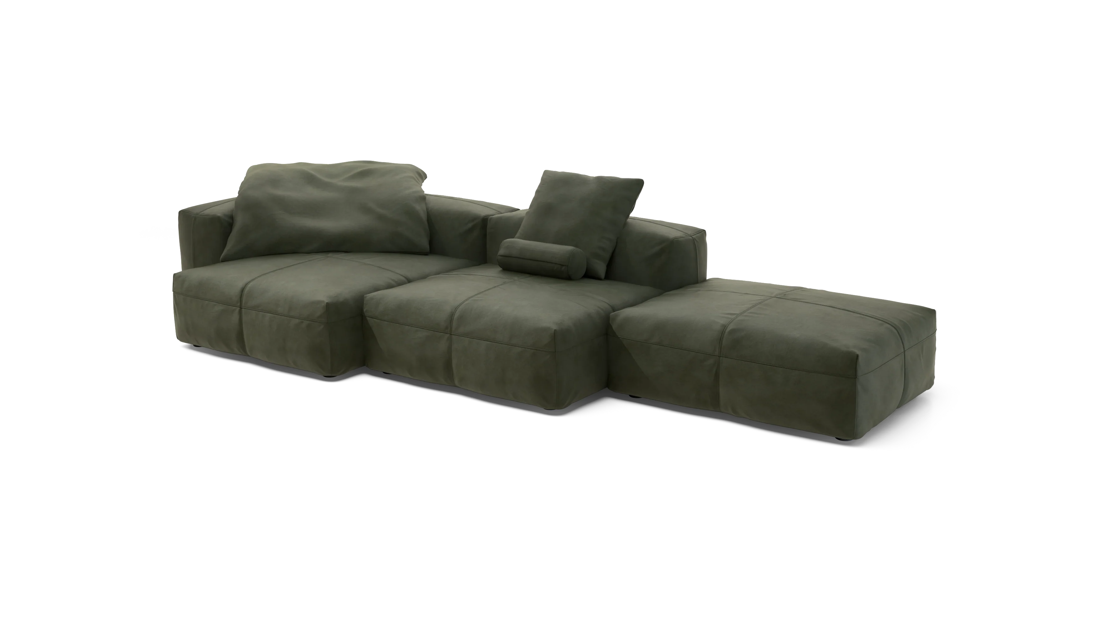 vetsak | Sofa Set 04 - Leather - Olive | Modular Sofa | 5 Seater | Big Sofa - Image 4