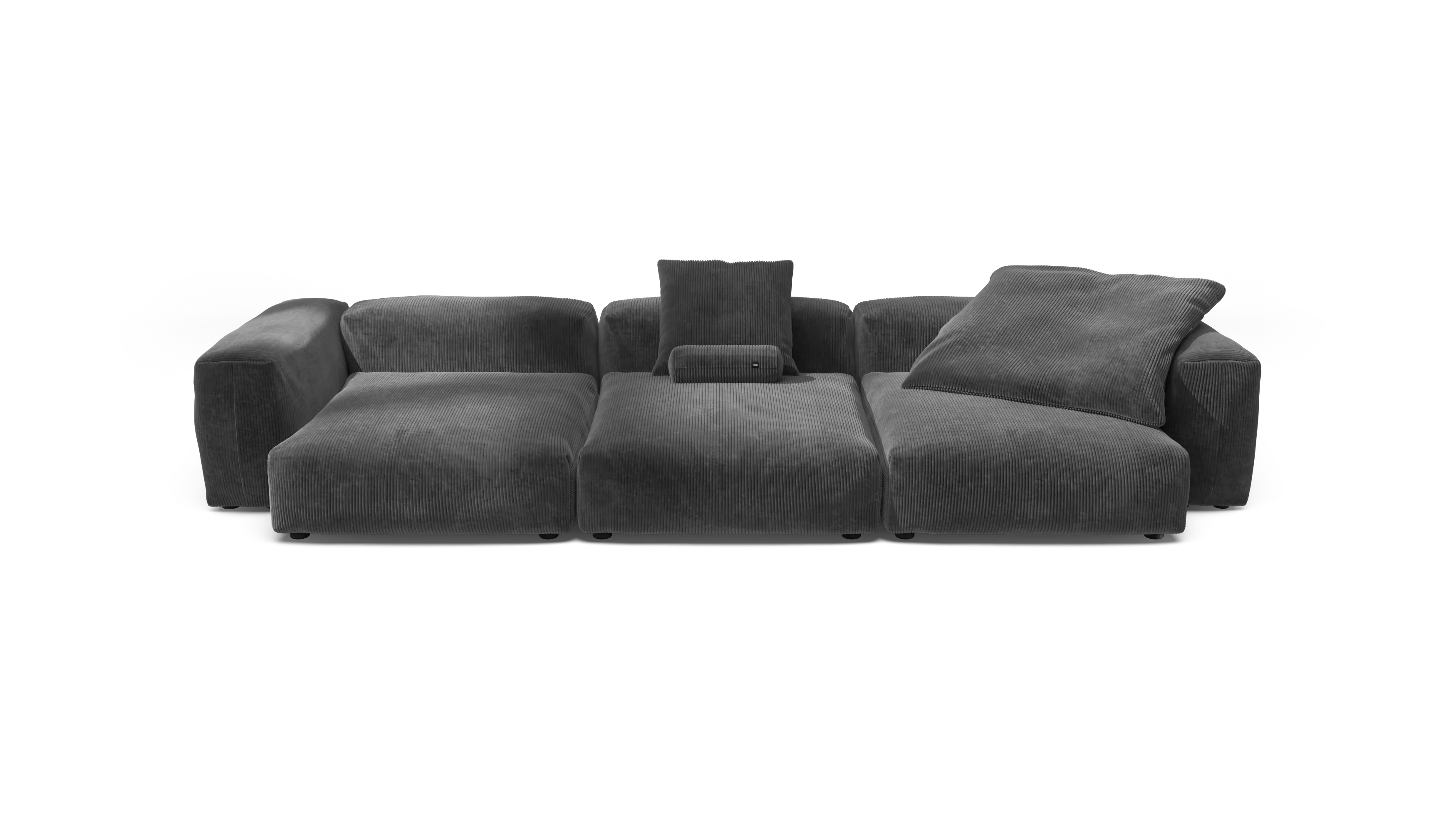 vetsak | Sofa Set 05 - Cord Velour - Dark Grey | Modular Sofa | 5 Seater | Big Sofa | Corner Sofa