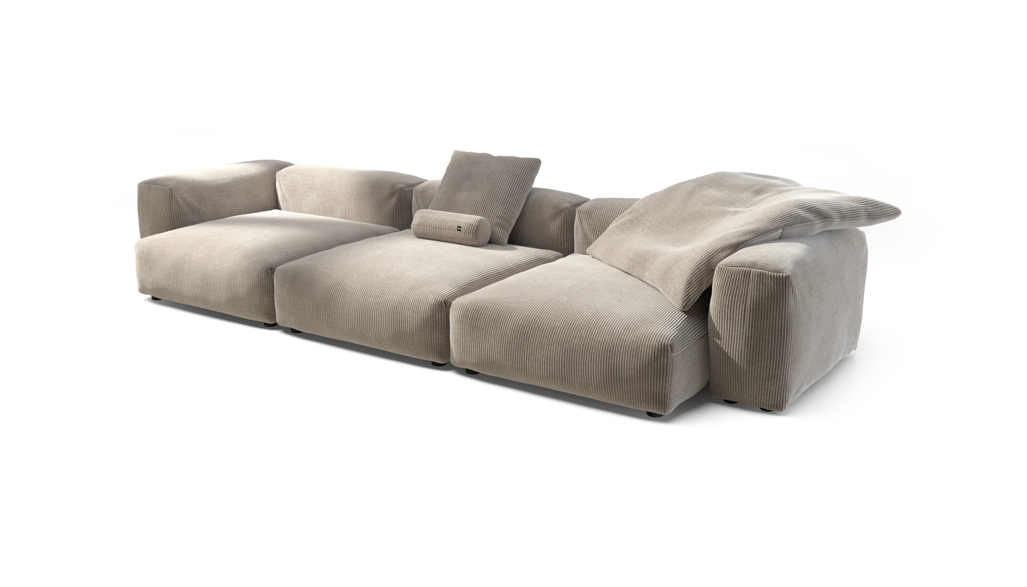 vetsak | Sofa Set 05 - Cord Velour - Platinum | Modular Sofa | 5 Seater | Big Sofa | Corner Sofa - Image 3
