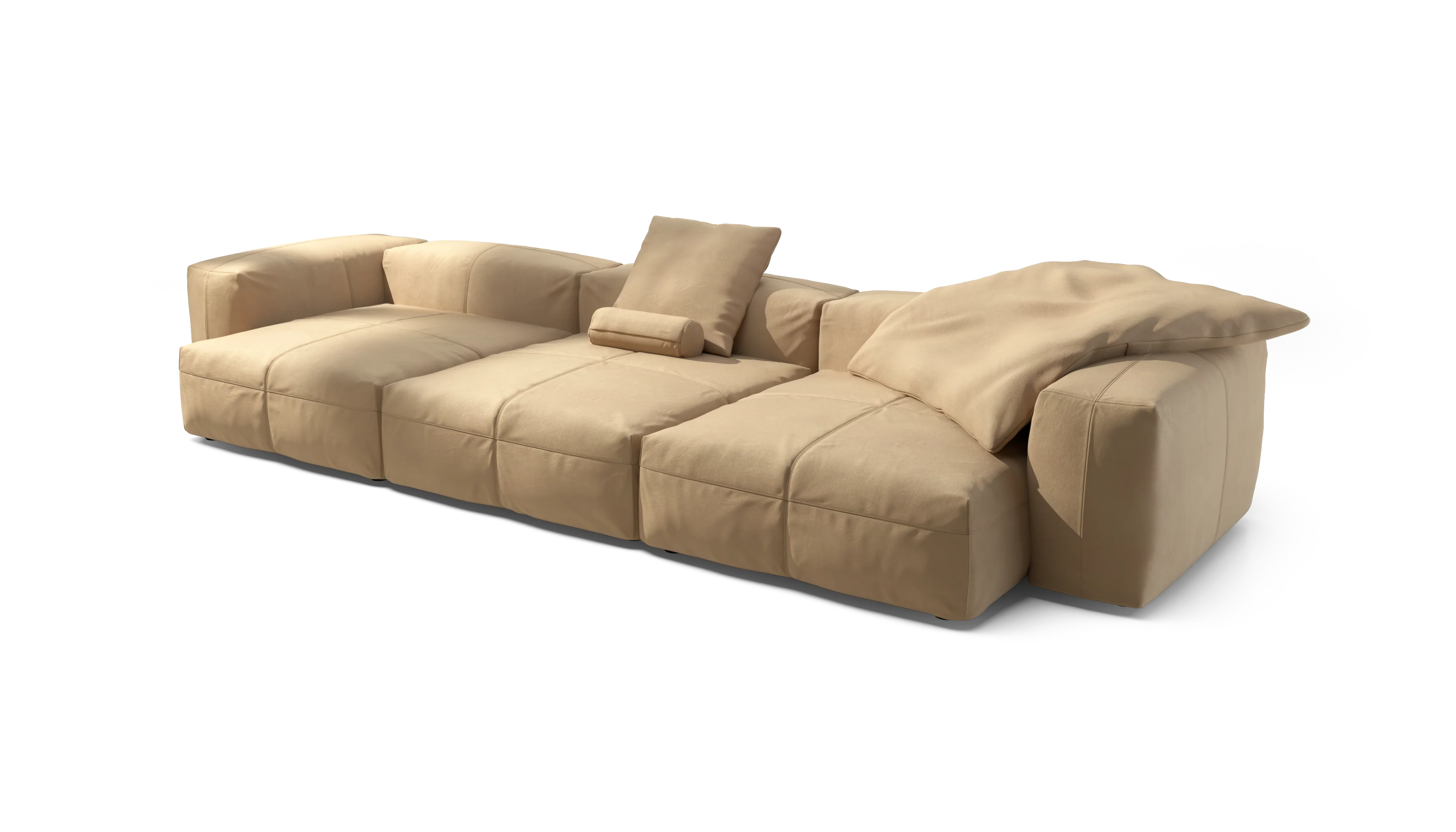 vetsak | Sofa Set 05 - Leather - Beige | Modular Sofa | 5 Seater | Big Sofa | Corner Sofa - Image 3