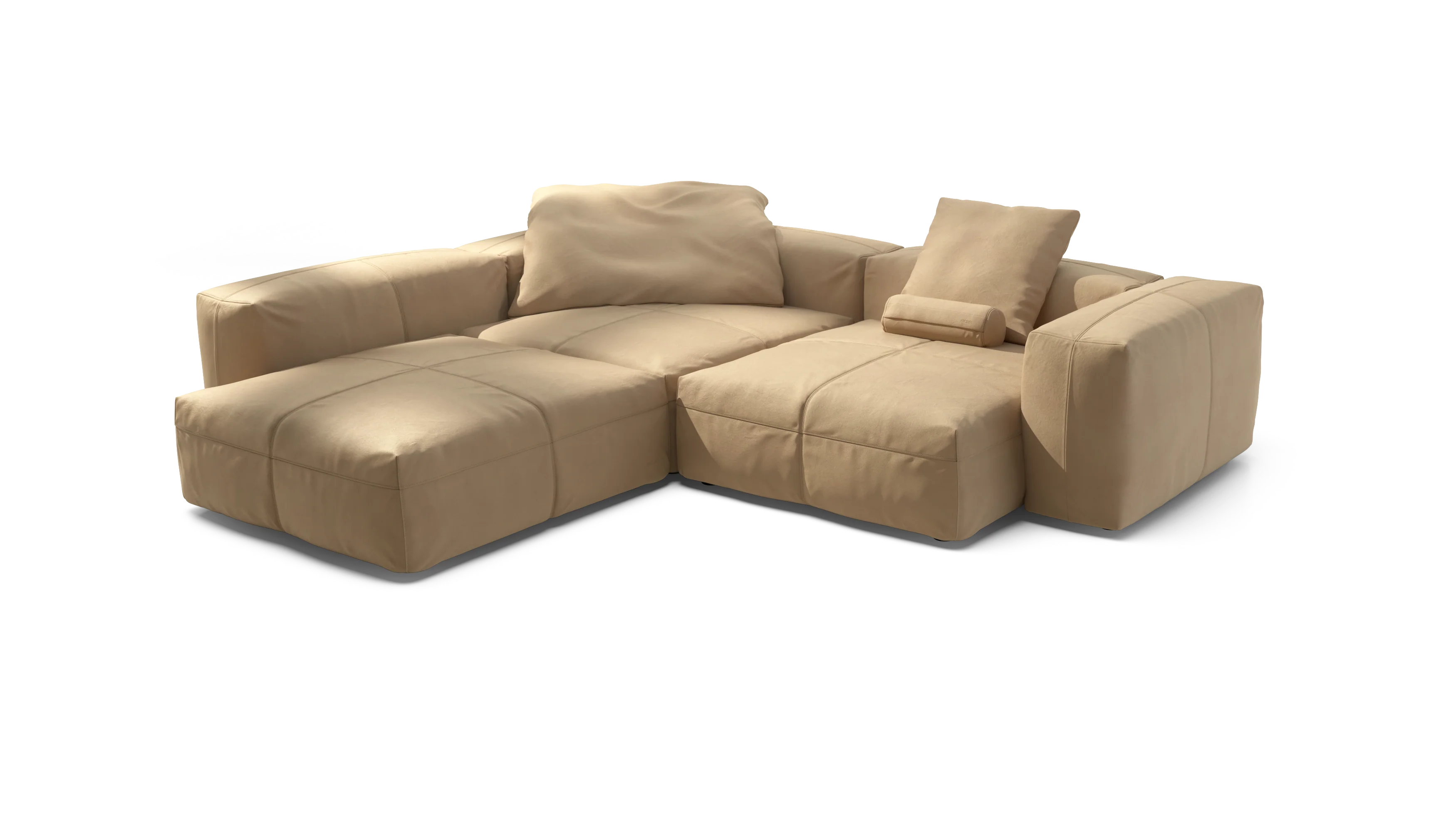 vetsak | Sofa Set 05 - Leather - Beige | Modular Sofa | 5 Seater | Big Sofa | Corner Sofa - Image 4