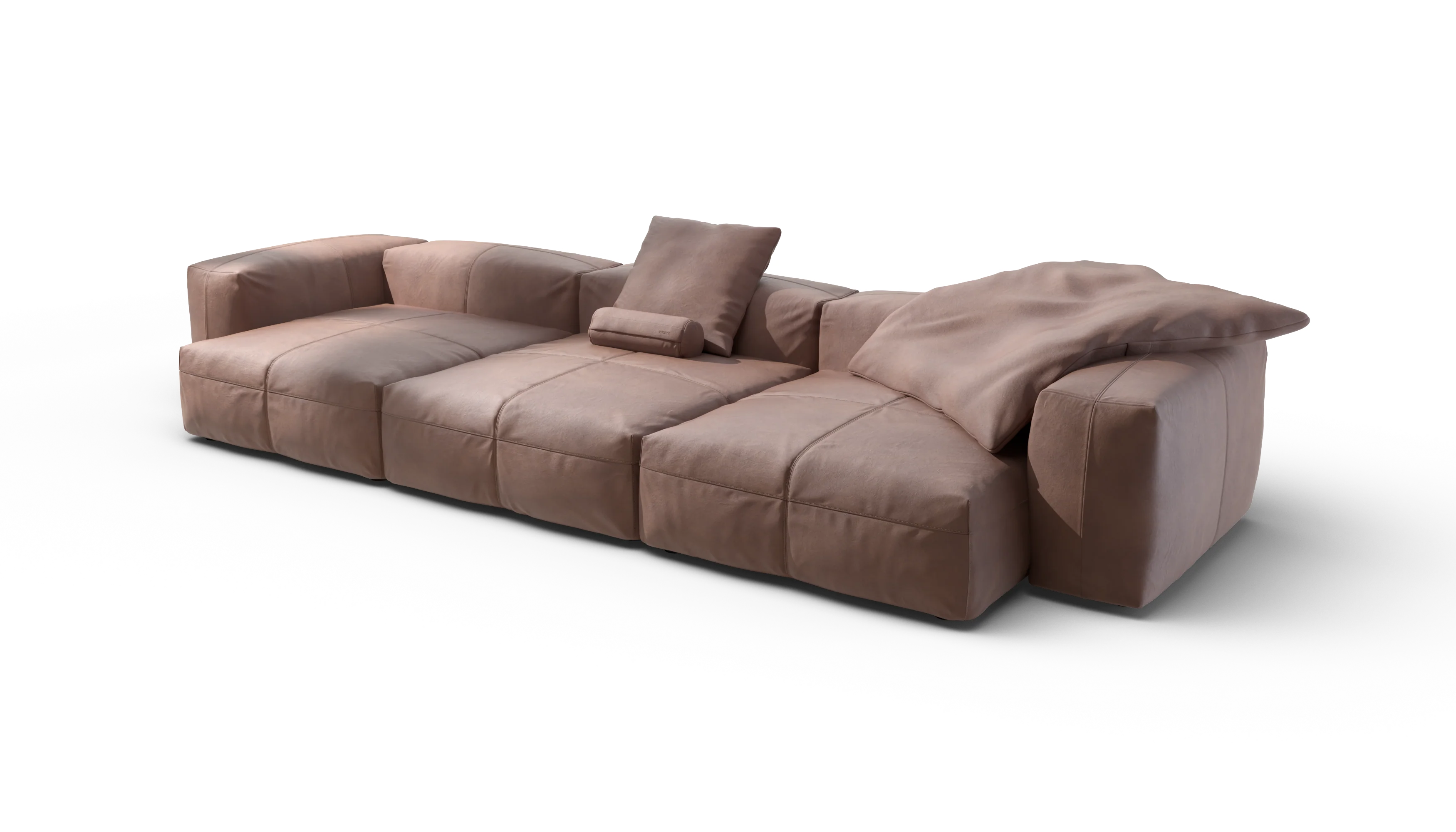 vetsak | Sofa Set 05 - Leather - Stone | Modular Sofa | 5 Seater | Big Sofa | Corner Sofa - Image 3