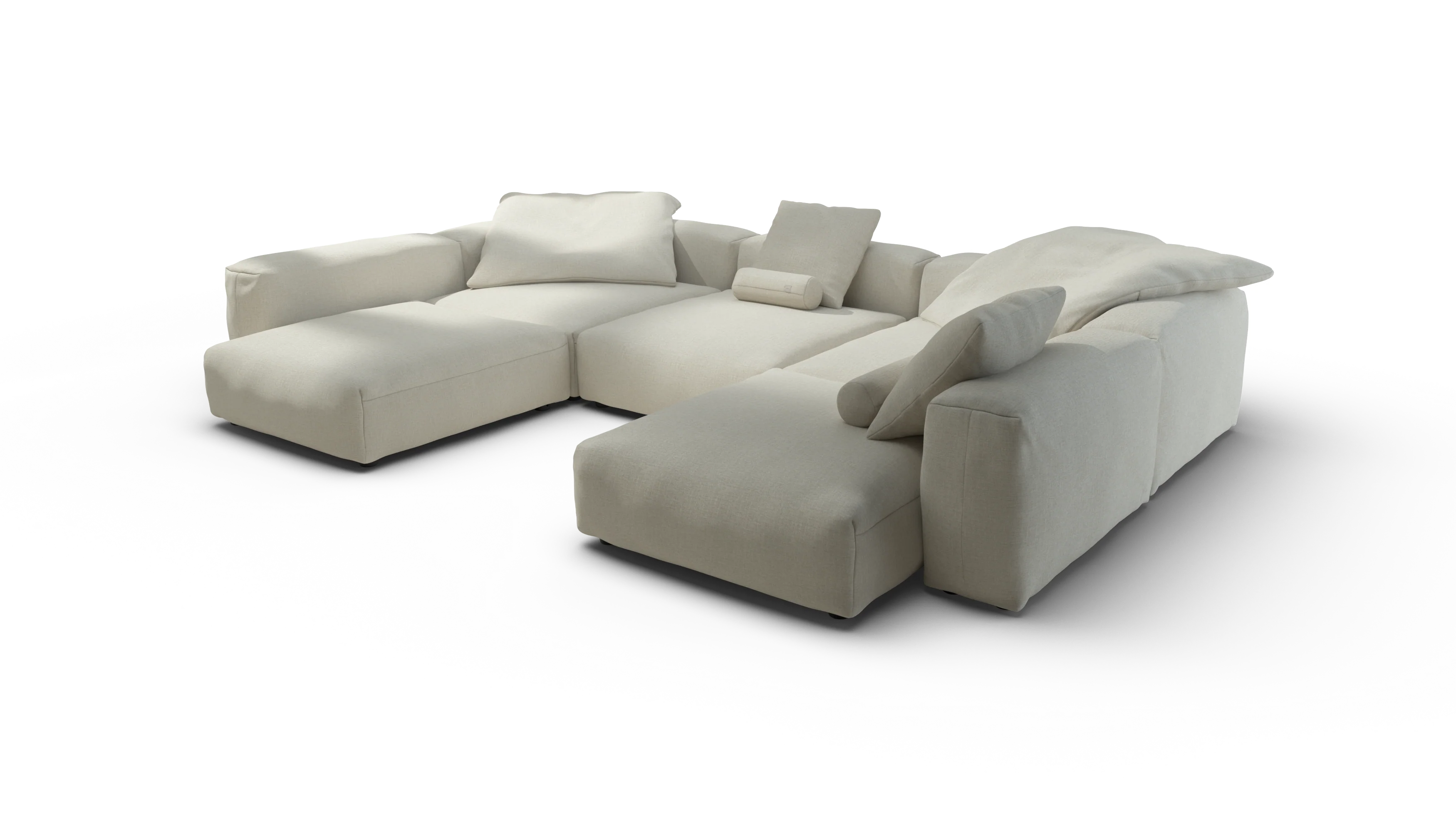 vetsak | Sofa Set 06 - Breeze - Ecru | Modular Sofa | 6.5 Seater | Big Sofa | U-Shape | Corner Sofa - Image 3