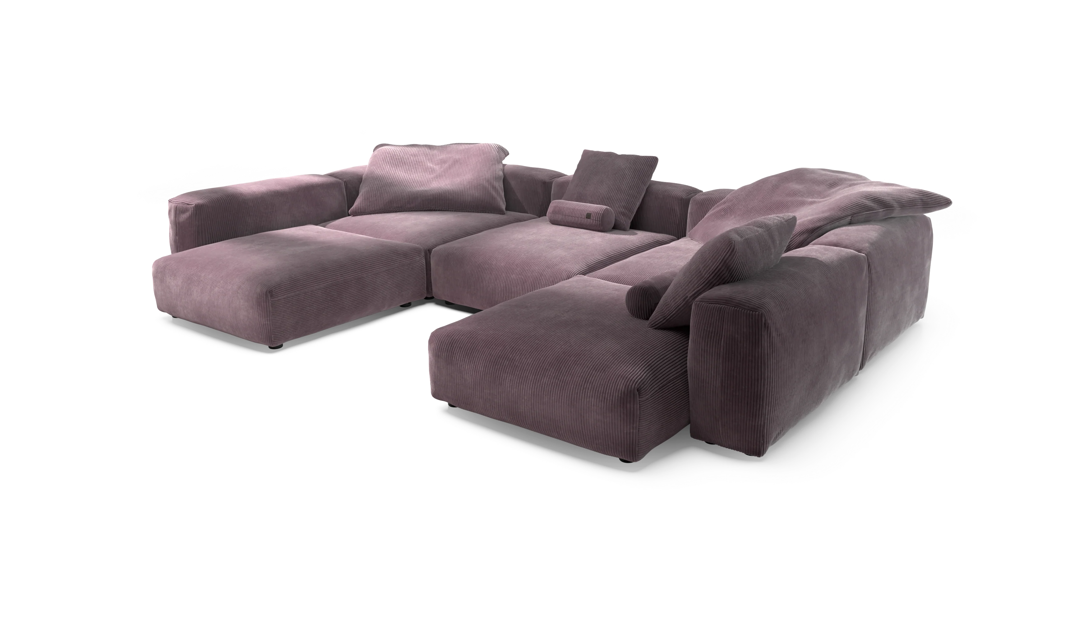 vetsak | Sofa Set 06 - Cord Velour - Blossom | Modular Sofa | 6.5 Seater | Big Sofa | U-Shape | Corner Sofa - Image 3