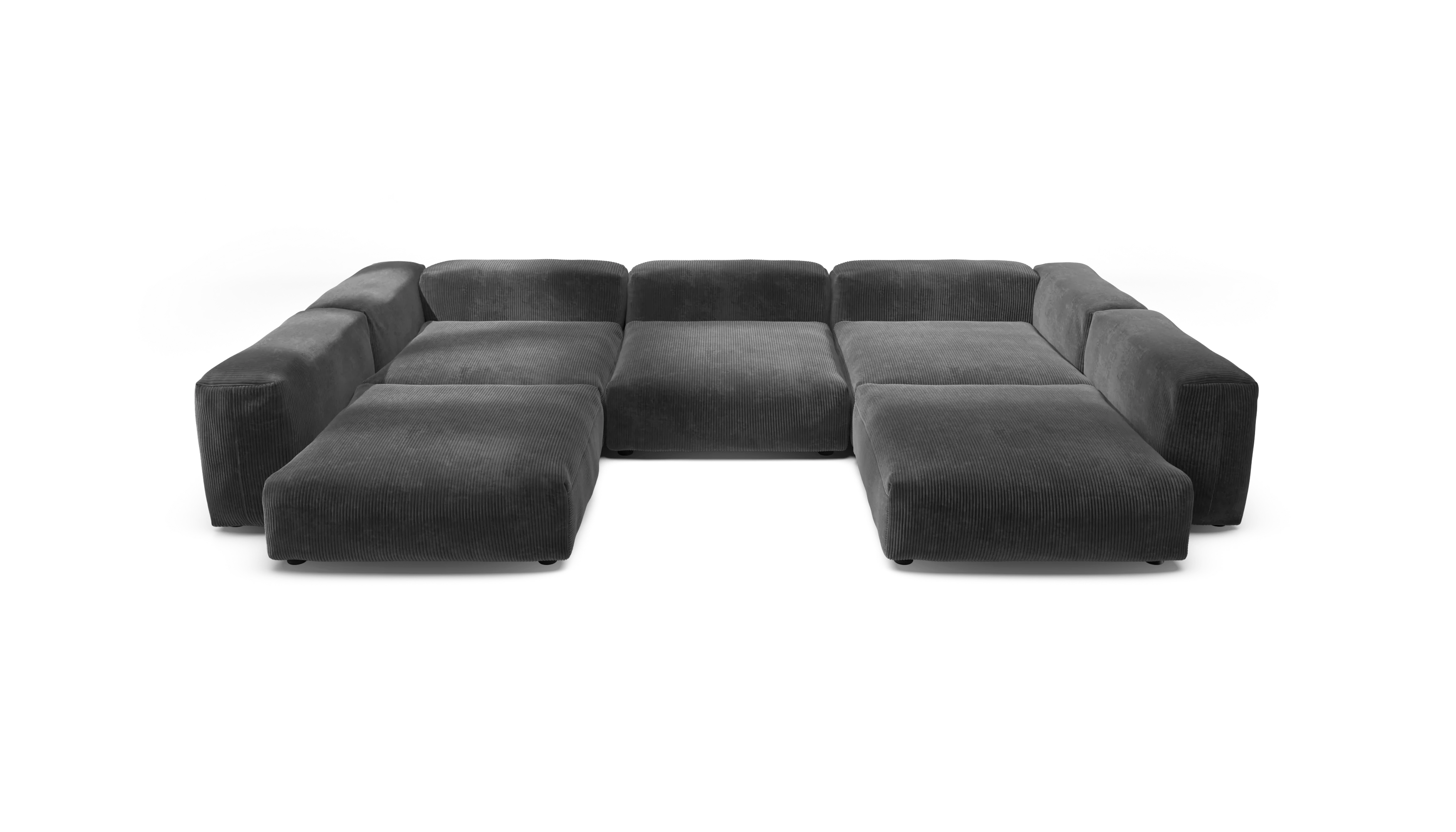 vetsak | Sofa Set 06 - Cord Velour - Dark Grey | Modular Sofa | 6.5 Seater | Big Sofa | U-Shape | Corner Sofa - Image 2