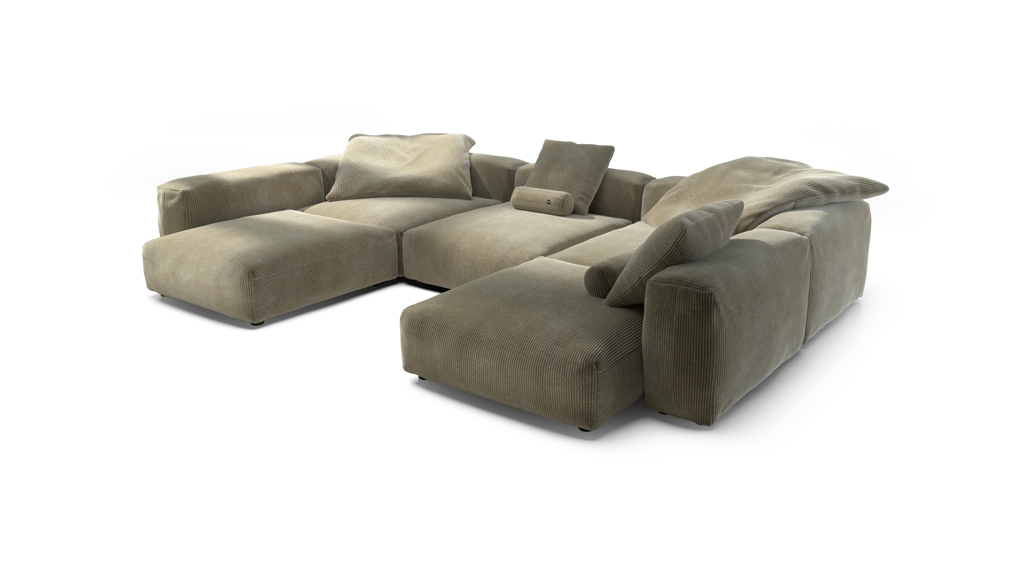 vetsak | Sofa Set 06 - Cord Velour - Khaki | Modular Sofa | 6.5 Seater | Big Sofa | U-Shape | Corner Sofa - Image 3