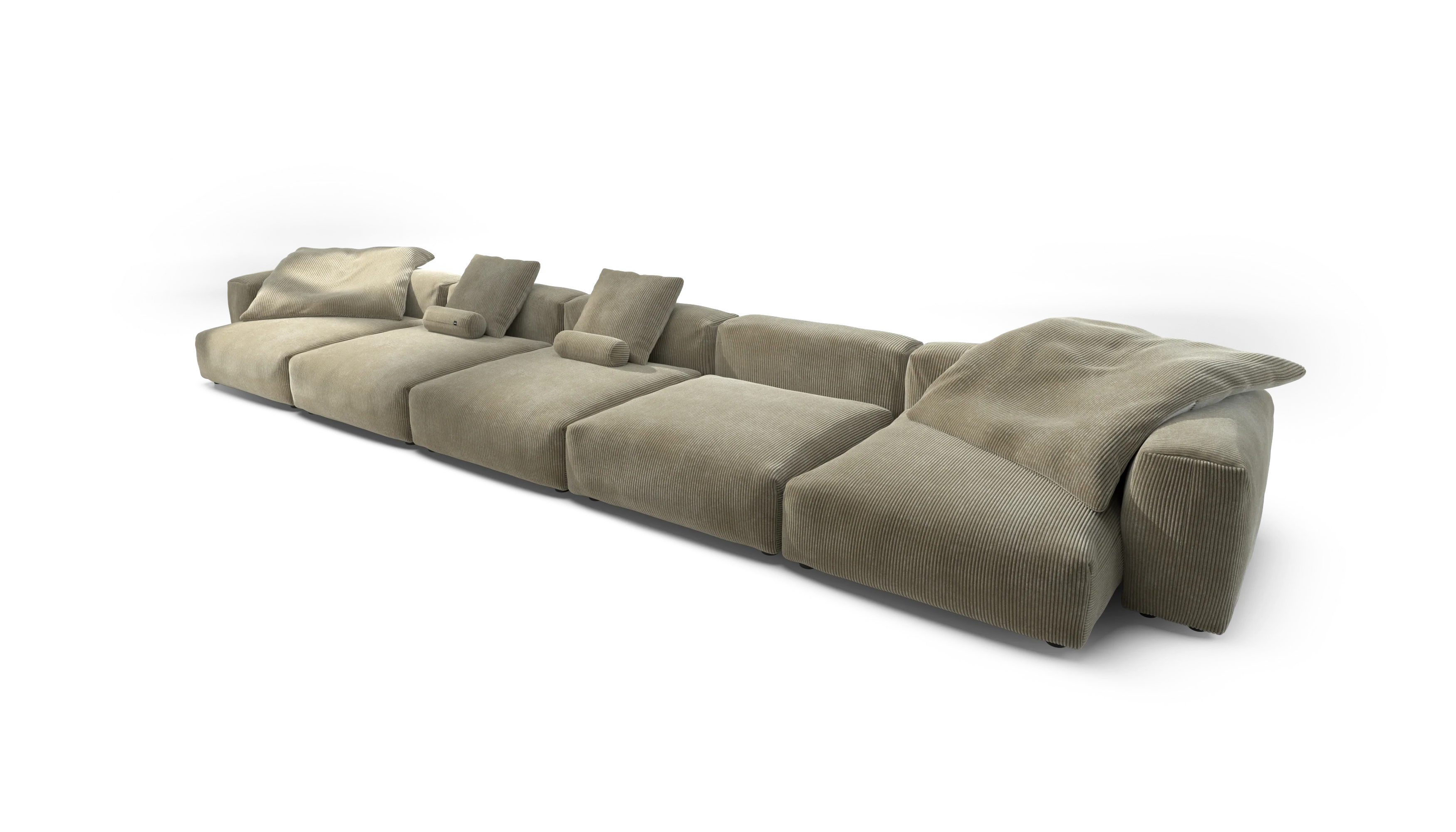 vetsak | Sofa Set 06 - Cord Velour - Khaki | Modular Sofa | 6.5 Seater | Big Sofa | U-Shape | Corner Sofa - Image 4