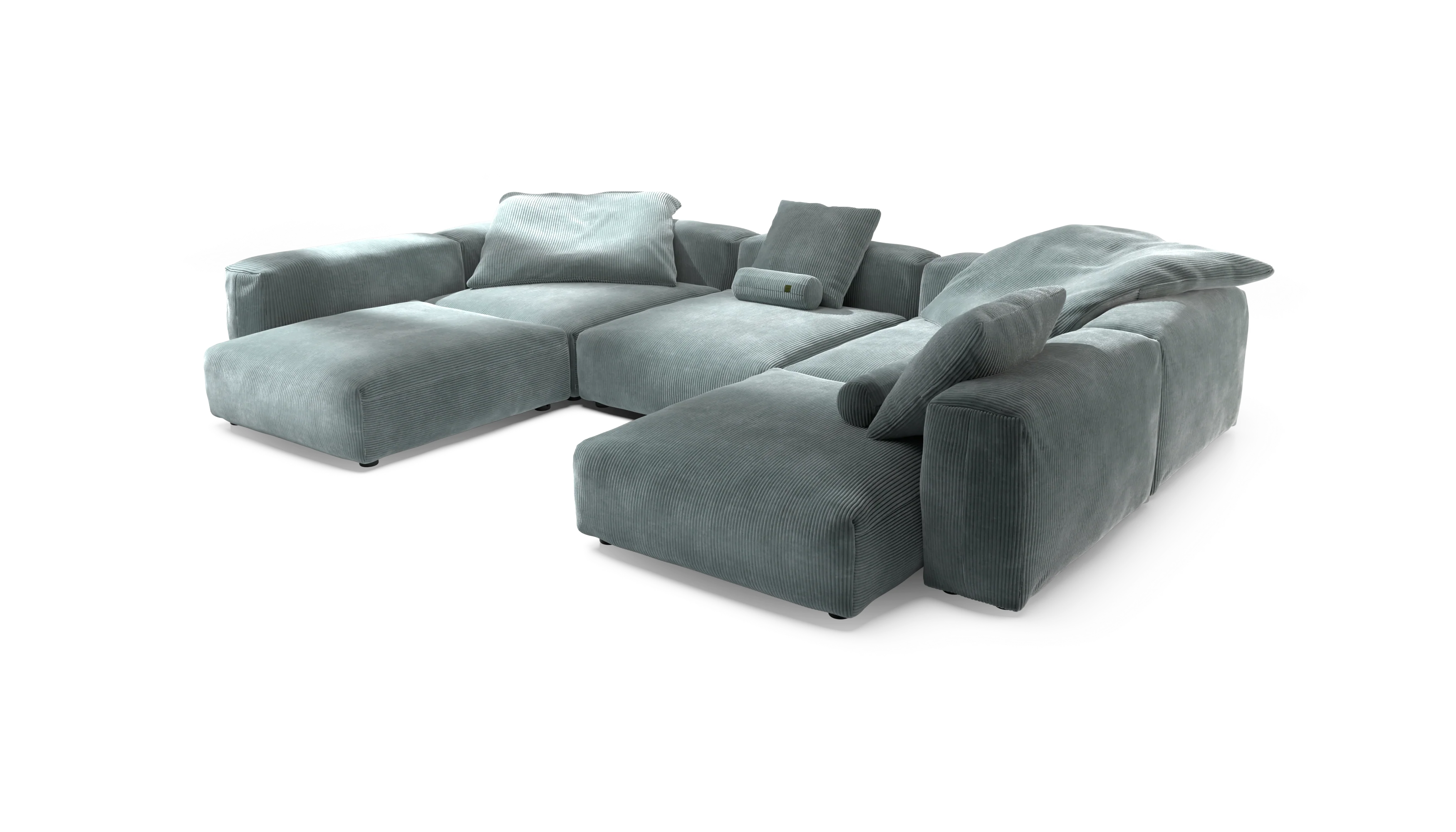 vetsak | Sofa Set 06 - Cord Velour - Mint | Modular Sofa | 6.5 Seater | Big Sofa | U-Shape | Corner Sofa - Image 3
