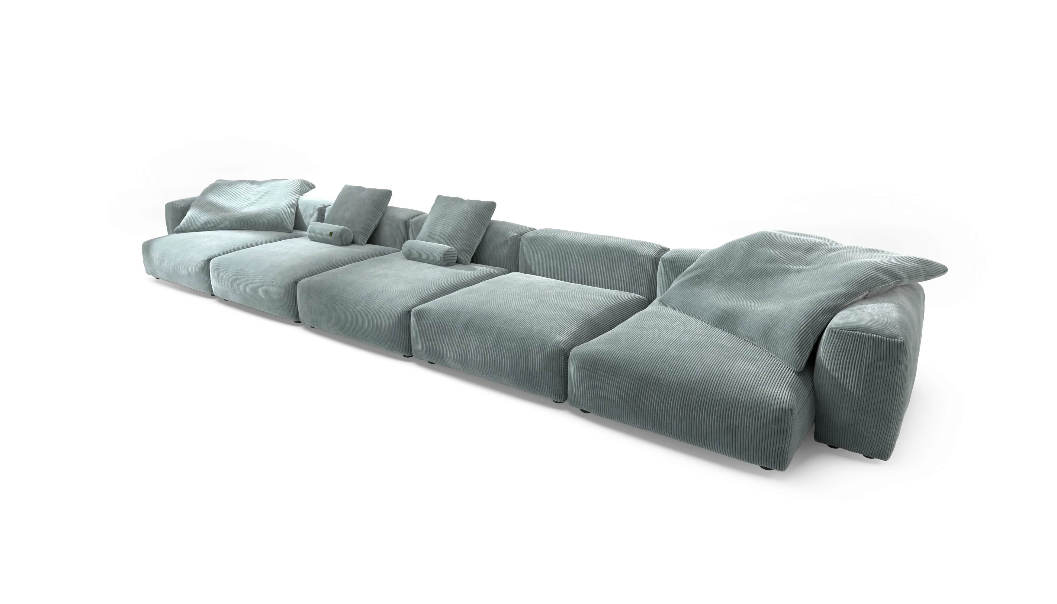 vetsak | Sofa Set 06 - Cord Velour - Mint | Modular Sofa | 6.5 Seater | Big Sofa | U-Shape | Corner Sofa - Image 4