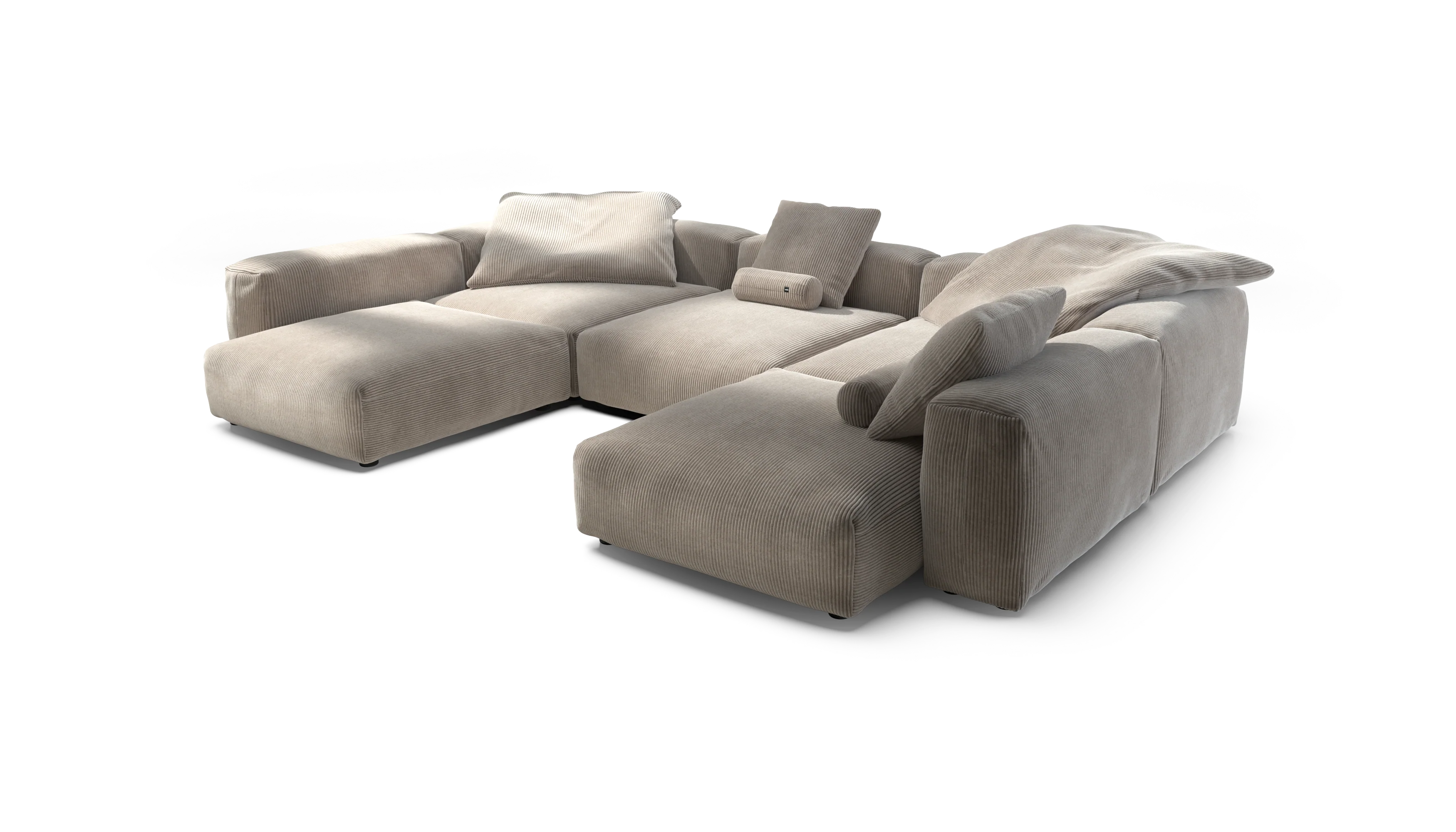 vetsak | Sofa Set 06 - Cord Velour - Platinum | Modular Sofa | 6.5 Seater | Big Sofa | U-Shape | Corner Sofa - Image 3