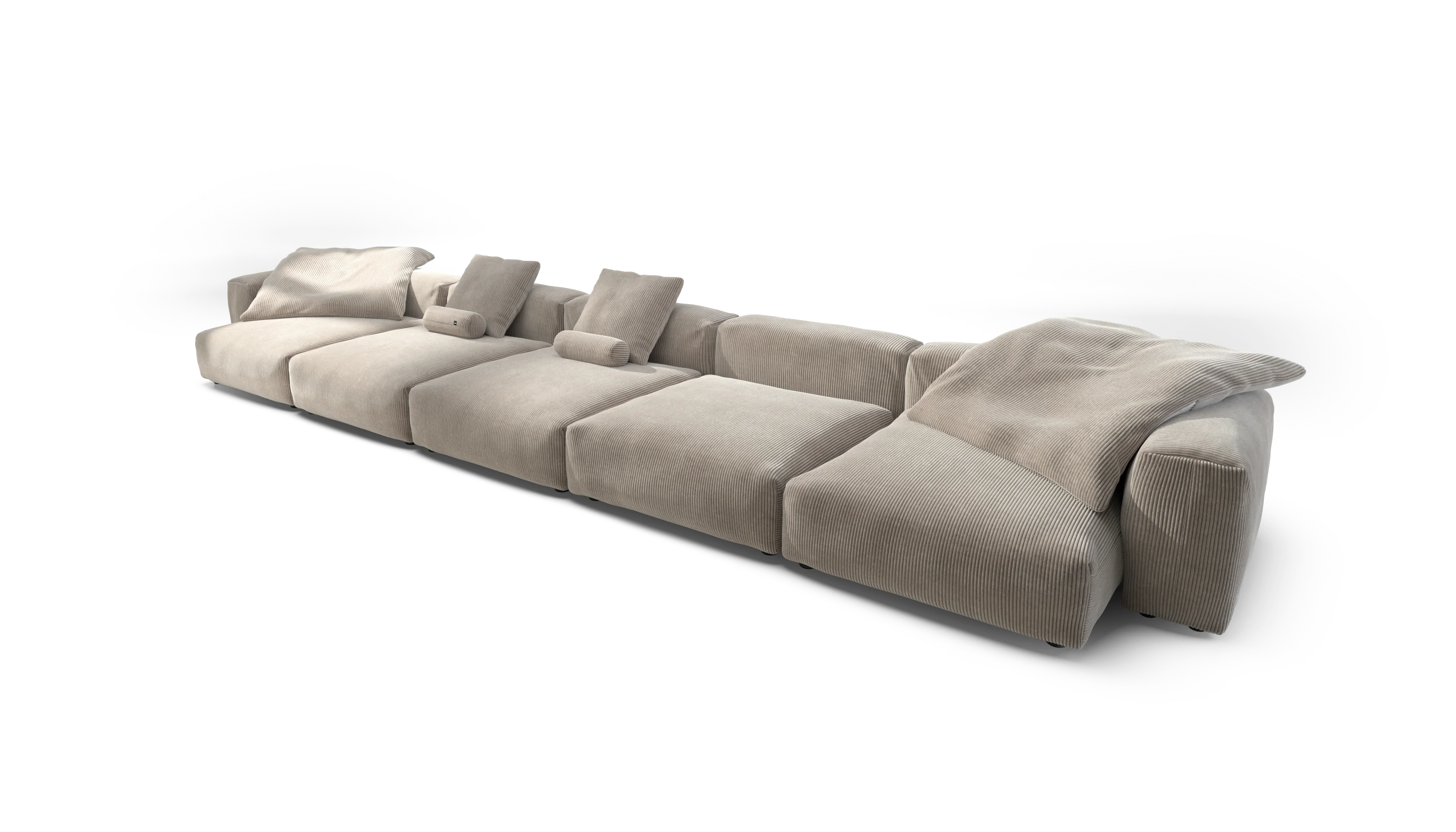 vetsak | Sofa Set 06 - Cord Velour - Platinum | Modular Sofa | 6.5 Seater | Big Sofa | U-Shape | Corner Sofa - Image 4