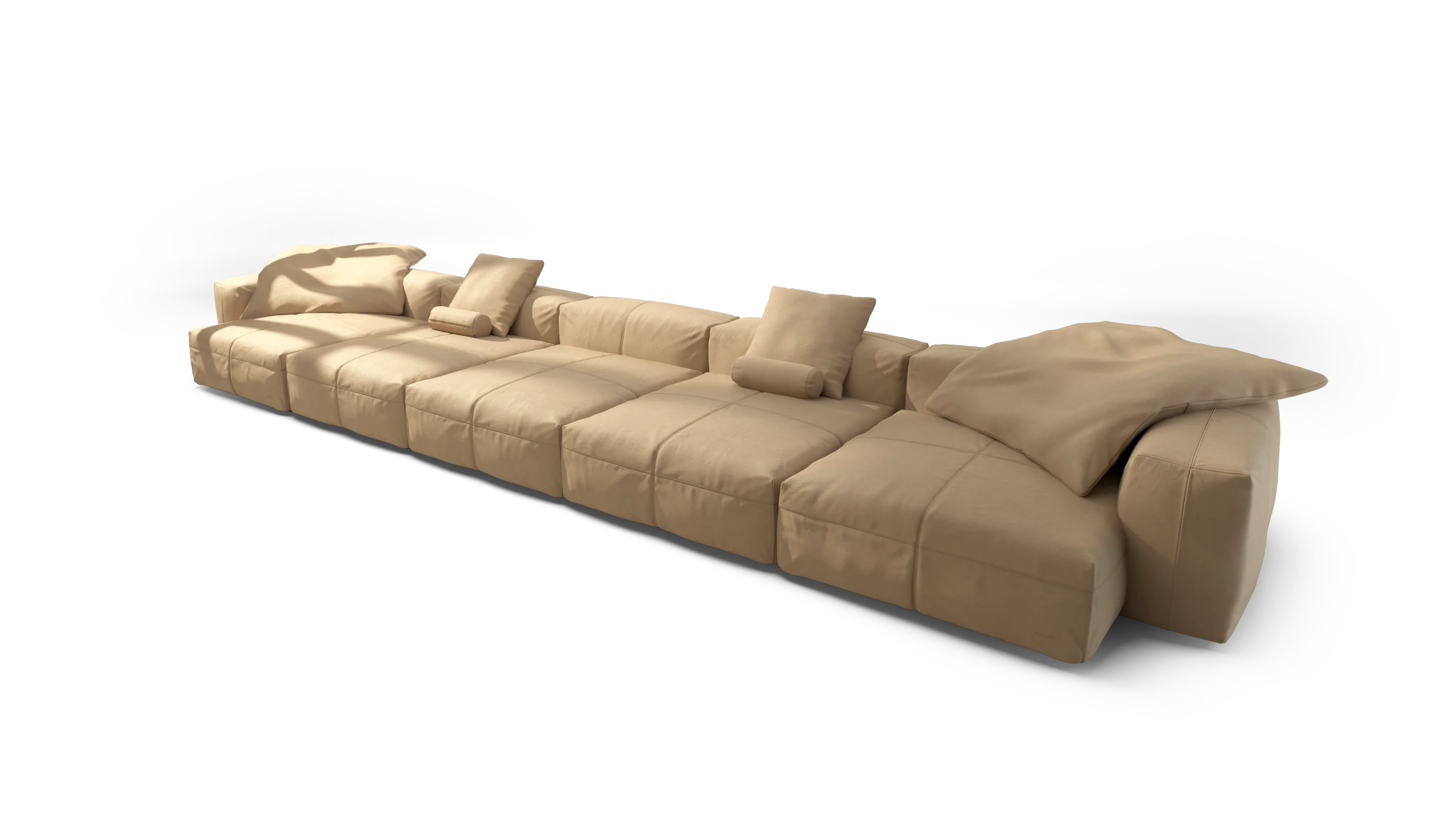 vetsak | Sofa Set 06 - Leather - Beige | Modular Sofa | 6.5 Seater | Big Sofa | U-Shape | Corner Sofa - Image 4