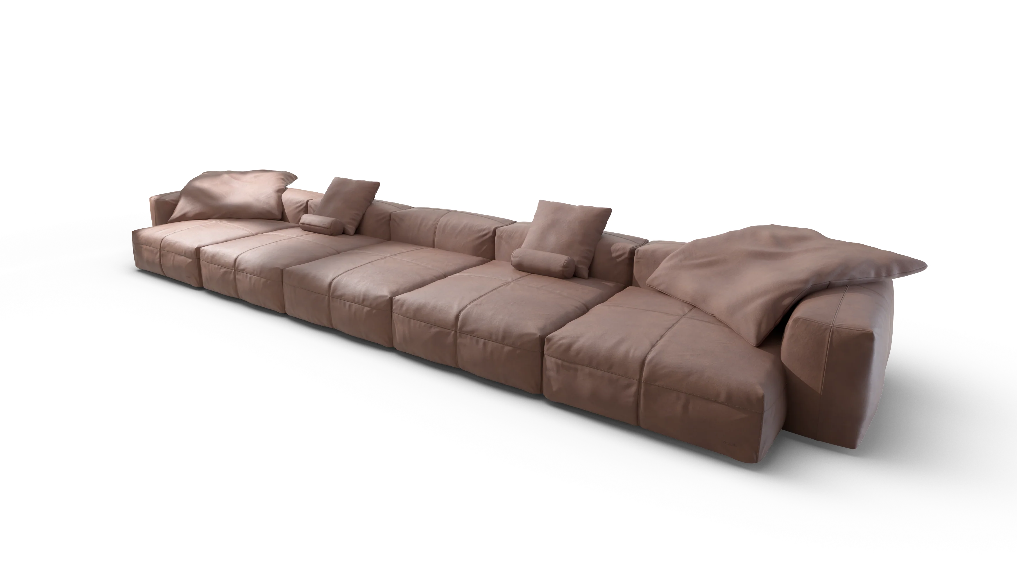 vetsak | Sofa Set 06 - Leather - Stone | Modular Sofa | 6.5 Seater | Big Sofa | U-Shape | Corner Sofa - Image 4