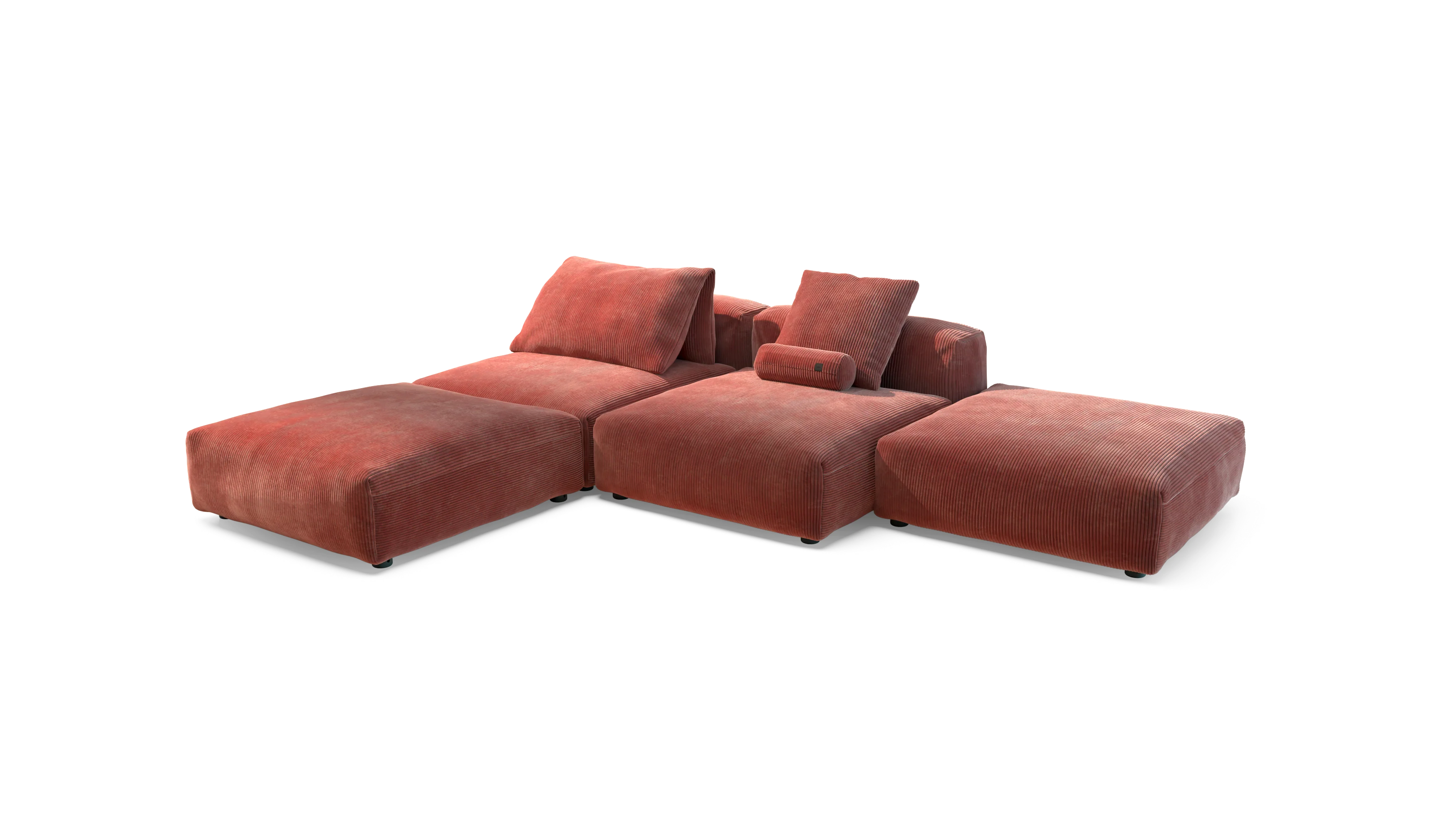 vetsak | Sofa Set 08 - Daybed - Cord Velour - Brick | Modular Sofa | 6 Seater | Outdoor Island | Double lounger - Image 4
