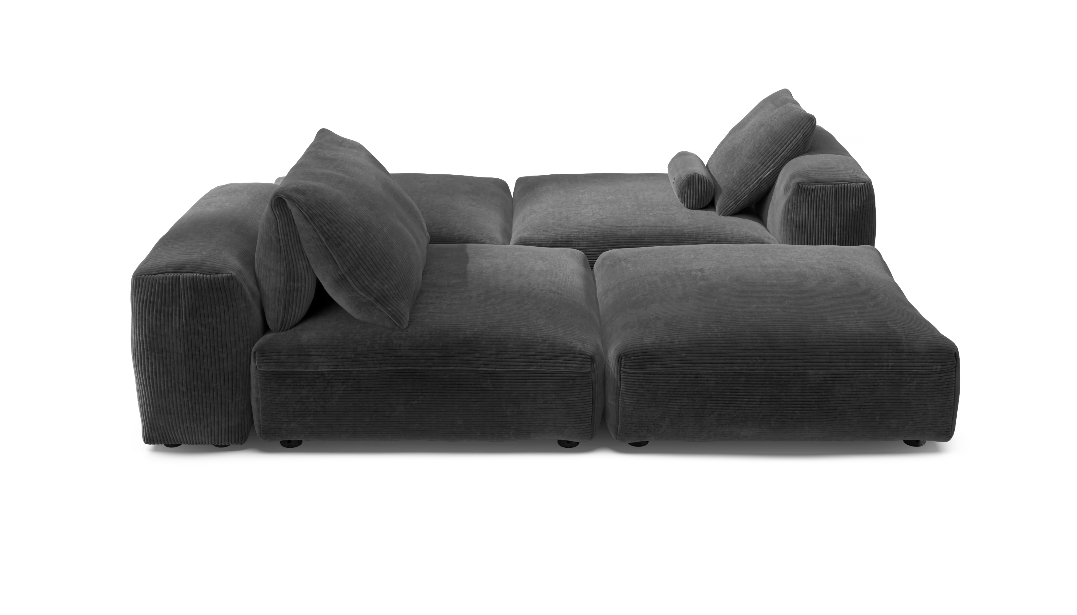 vetsak | Sofa Set 08 - Daybed - Cord Velour - Dark Grey | Modular Sofa | 6 Seater | Outdoor Island | Double lounger
