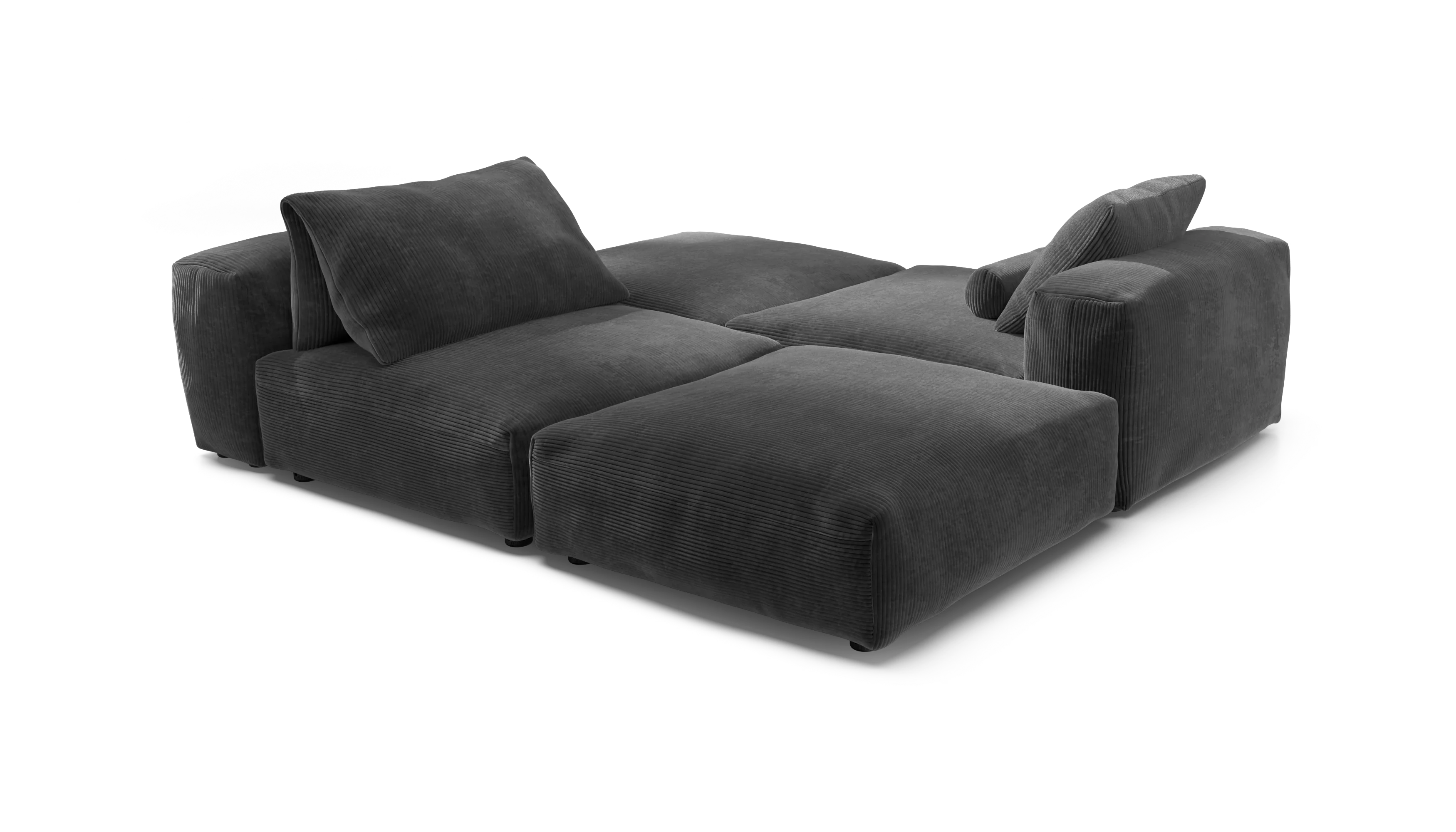 vetsak | Sofa Set 08 - Daybed - Cord Velour - Dark Grey | Modular Sofa | 6 Seater | Outdoor Island | Double lounger - Image 3