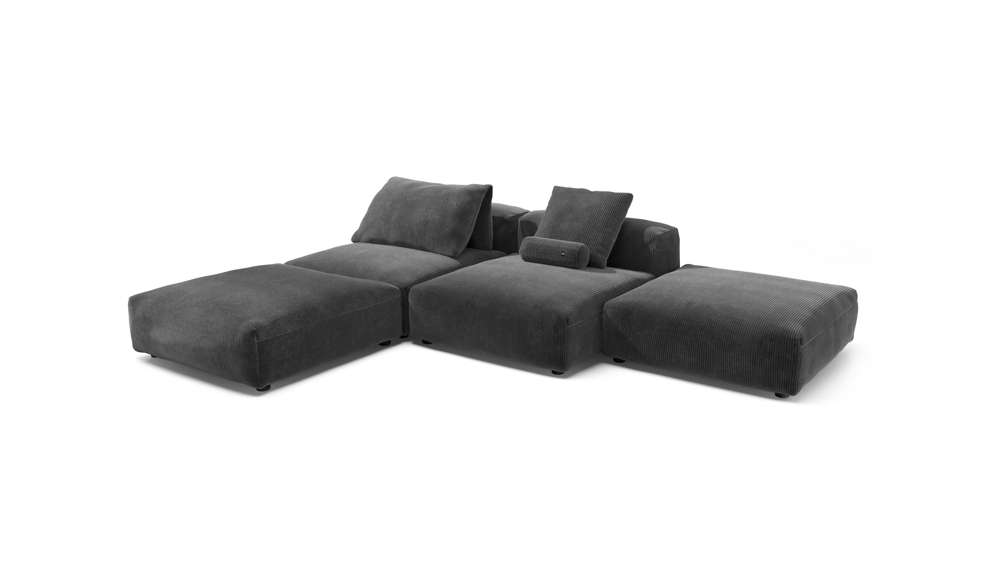 vetsak | Sofa Set 08 - Daybed - Cord Velour - Dark Grey | Modular Sofa | 6 Seater | Outdoor Island | Double lounger - Image 4