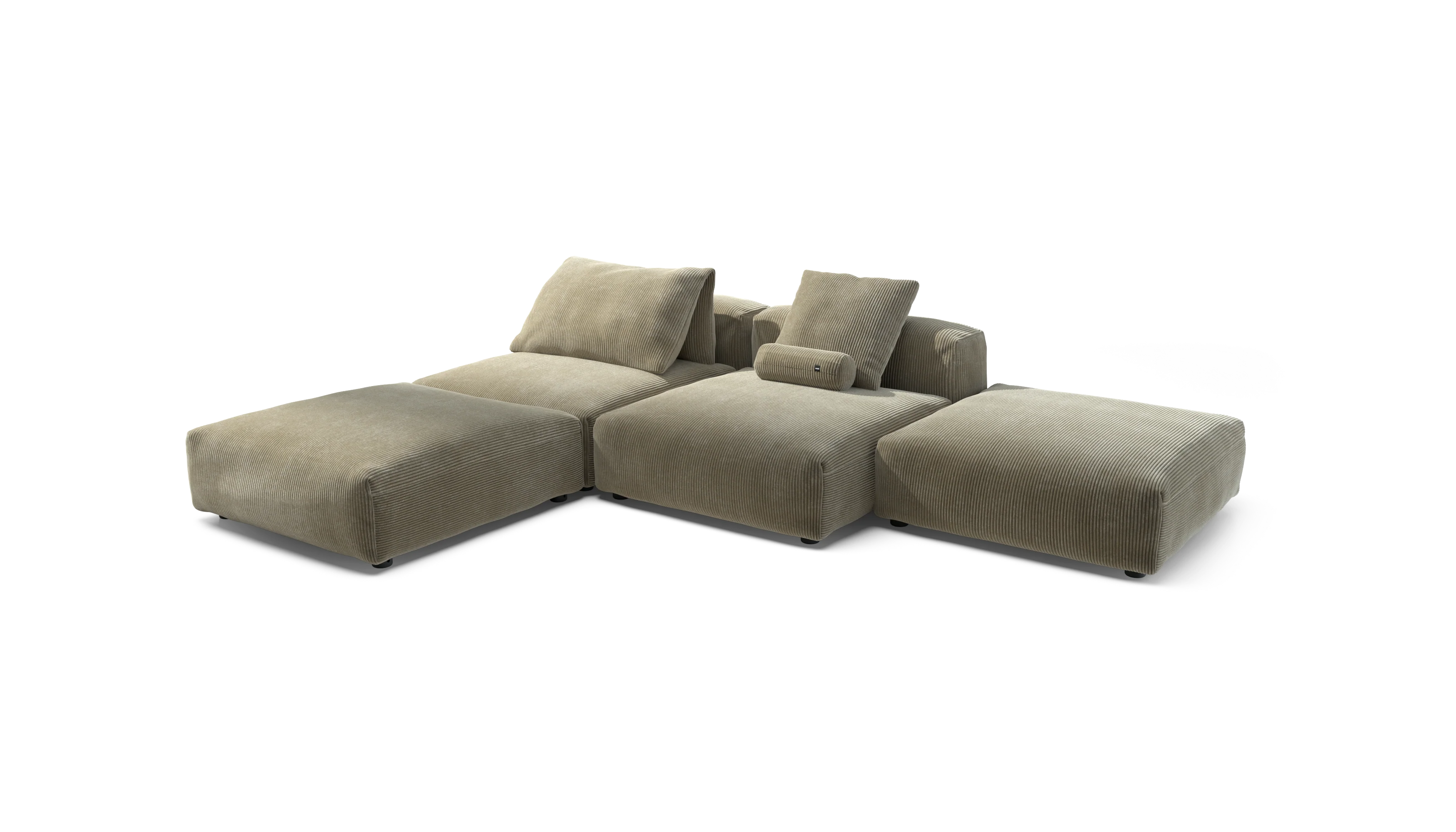 vetsak | Sofa Set 08 - Daybed - Cord Velour - Khaki | Modular Sofa | 6 Seater | Outdoor Island | Double lounger - Image 4