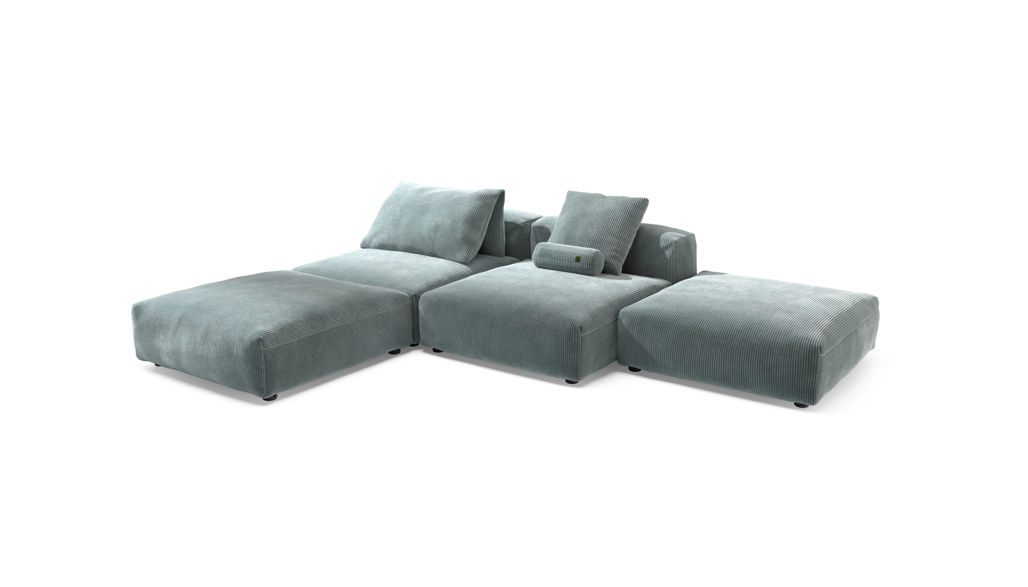 vetsak | Sofa Set 08 - Daybed - Cord Velour - Mint | Modular Sofa | 6 Seater | Outdoor Island | Double lounger - Image 4