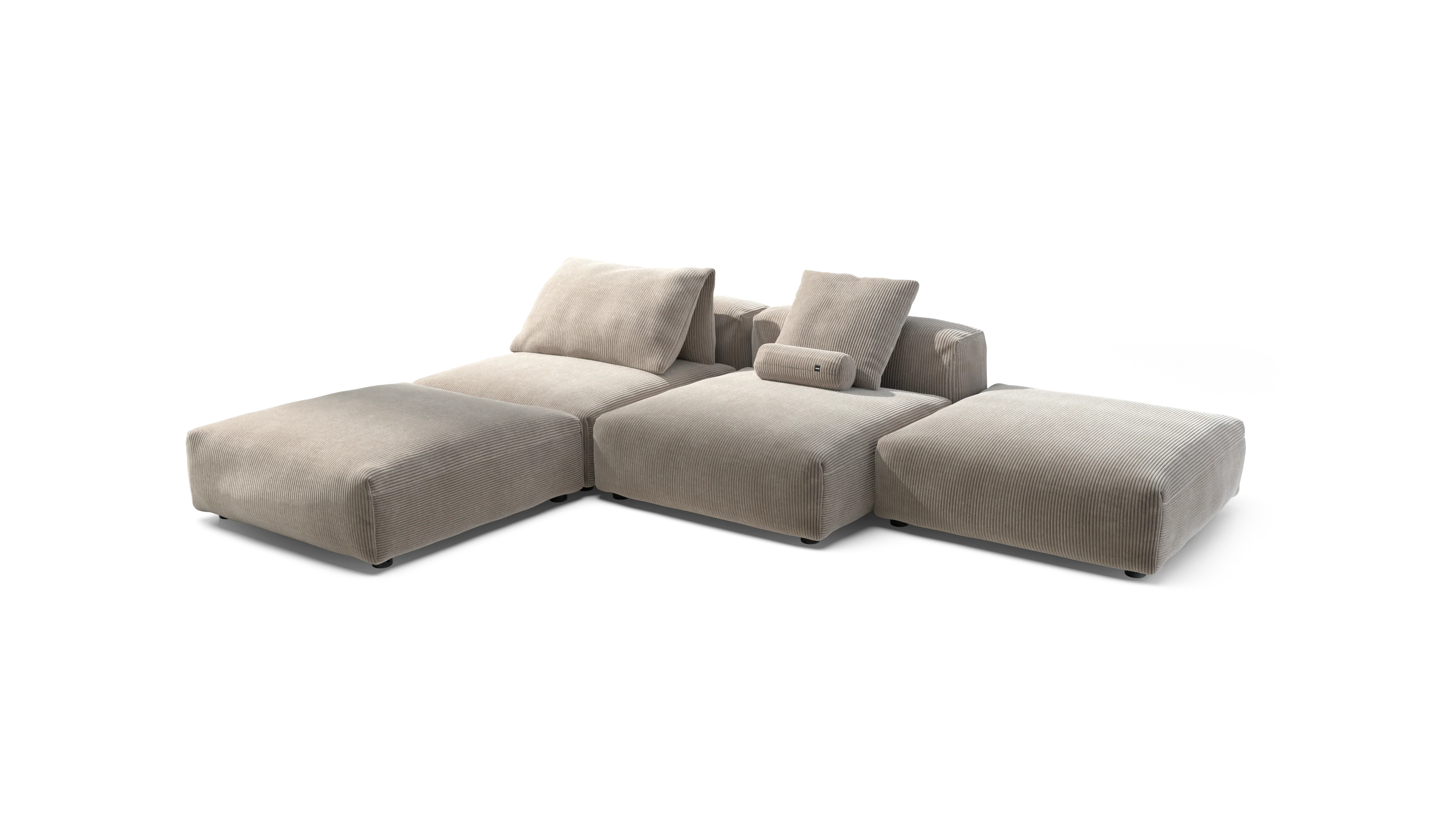 vetsak | Sofa Set 08 - Daybed - Cord Velour - Platinum | Modular Sofa | 6 Seater | Outdoor Island | Double lounger - Image 4