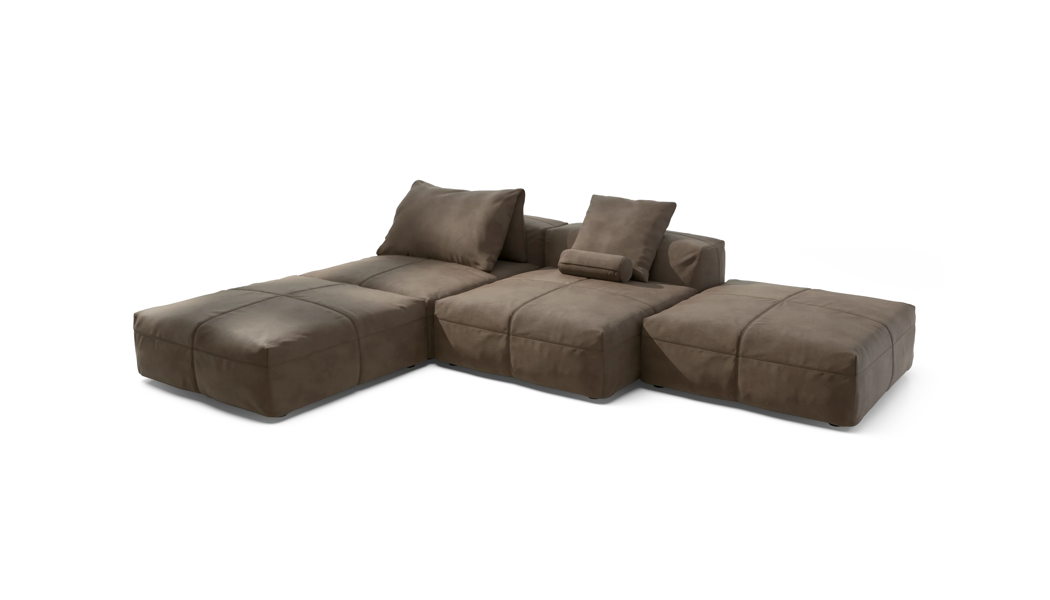 vetsak | Sofa Set 08 - Daybed - Leather - Cacao | Modular Sofa | 6 Seater | Outdoor Island | Double lounger - Image 4