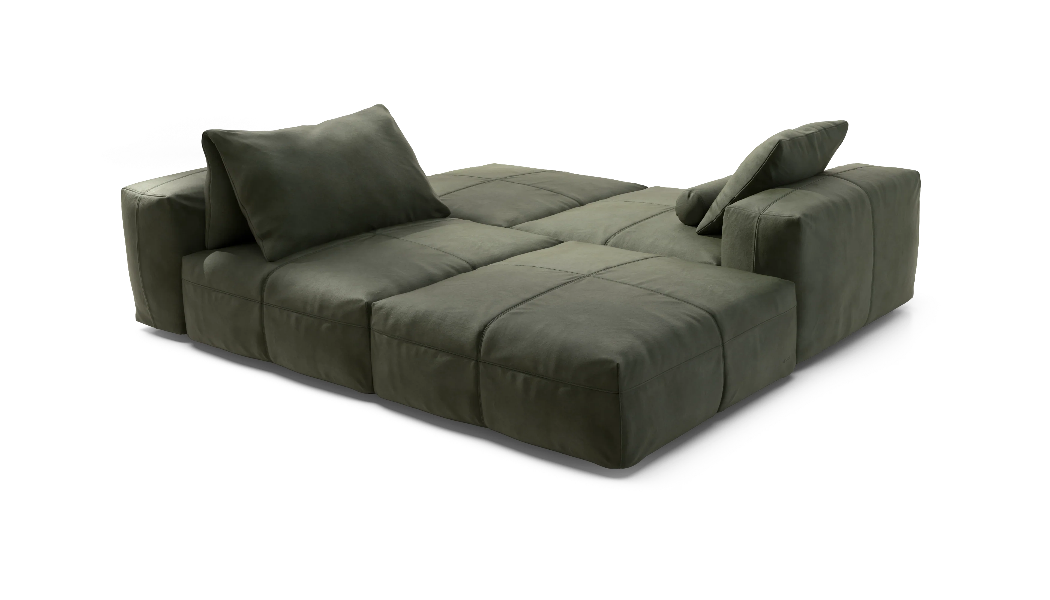 vetsak | Sofa Set 08 - Daybed - Leather - Olive | Modular Sofa | 6 Seater | Outdoor Island | Double lounger - Image 3