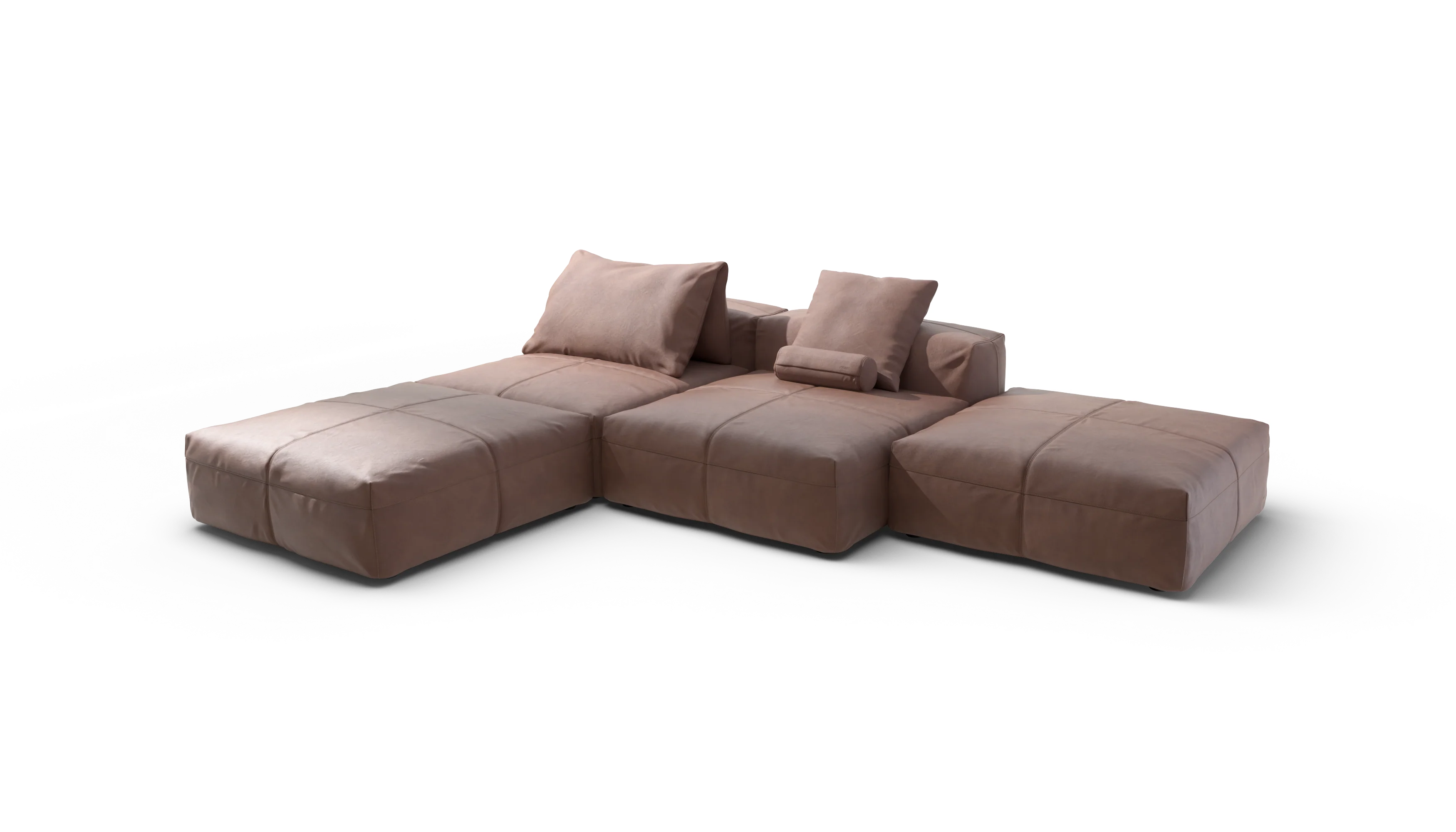 vetsak | Sofa Set 08 - Daybed - Leather - Stone | Modular Sofa | 6 Seater | Outdoor Island | Double lounger - Image 4