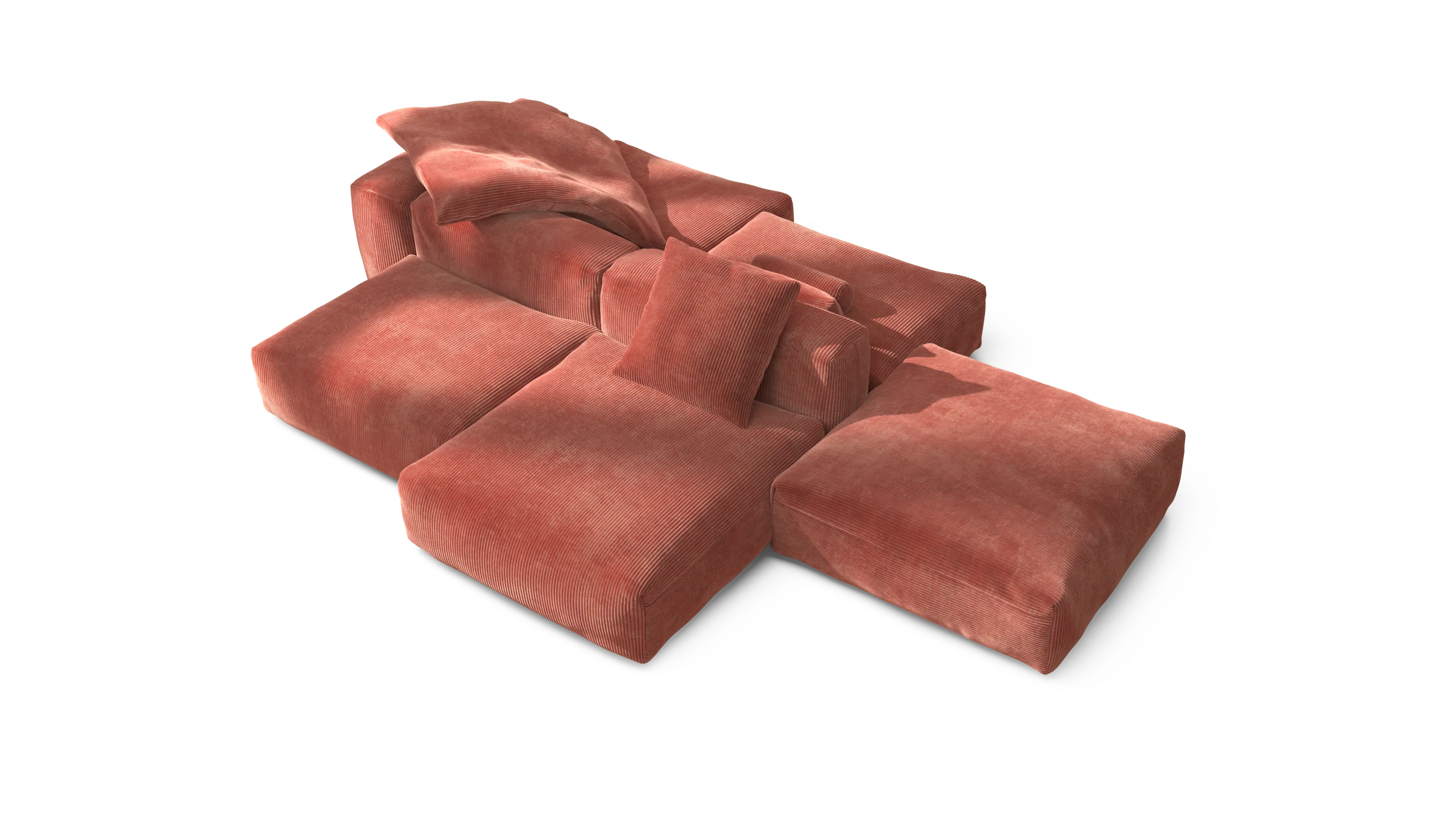 vetsak | Sofa Set 09 - The Island - Cord Velour - Brick | Modular Sofa | 7 Seater | Sofa Island - Image 3