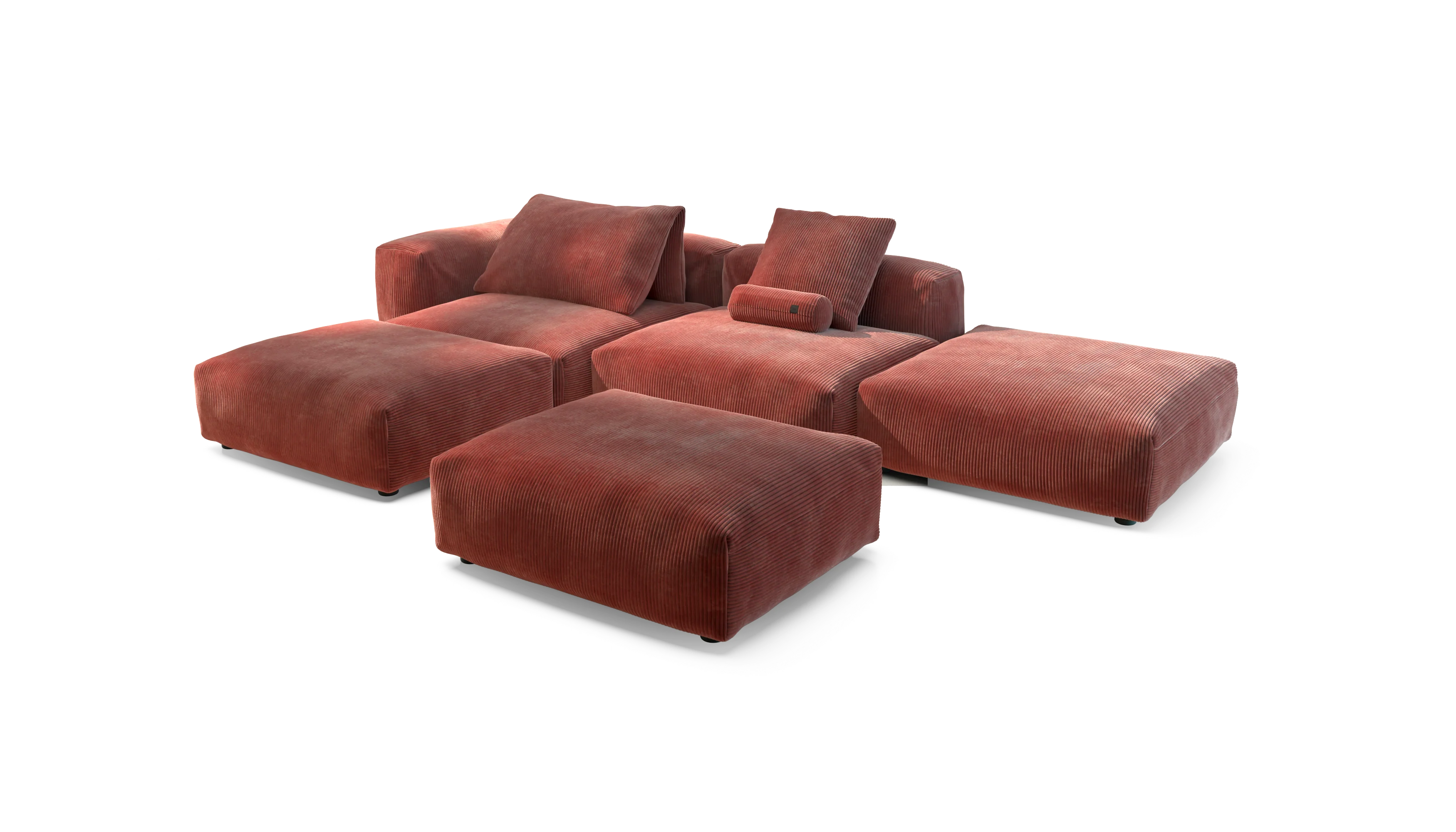 vetsak | Sofa Set 09 - The Island - Cord Velour - Brick | Modular Sofa | 7 Seater | Sofa Island - Image 4