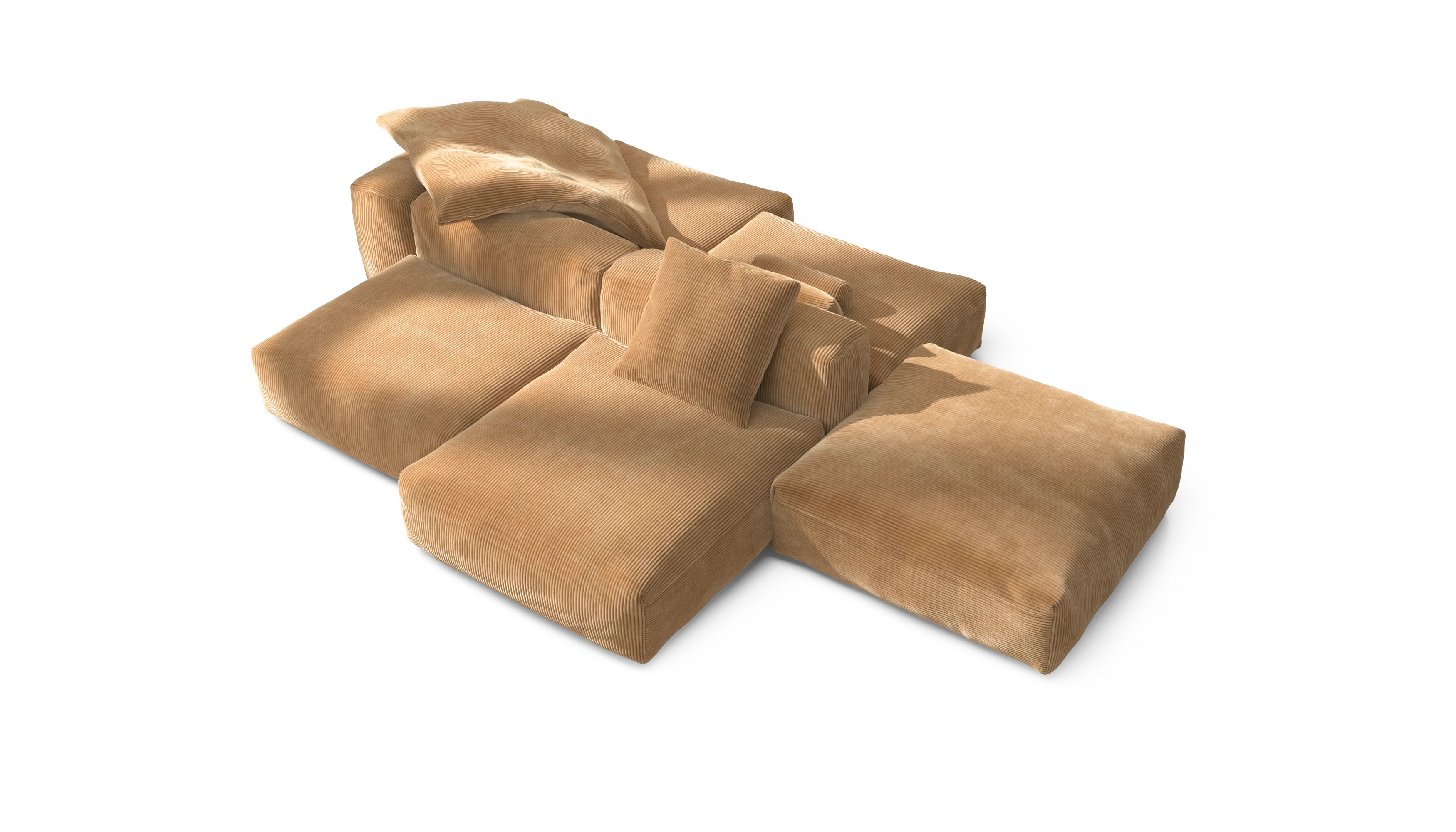 vetsak | Sofa Set 09 - The Island - Cord Velour - Camel | Modular Sofa | 7 Seater | Sofa Island - Image 3
